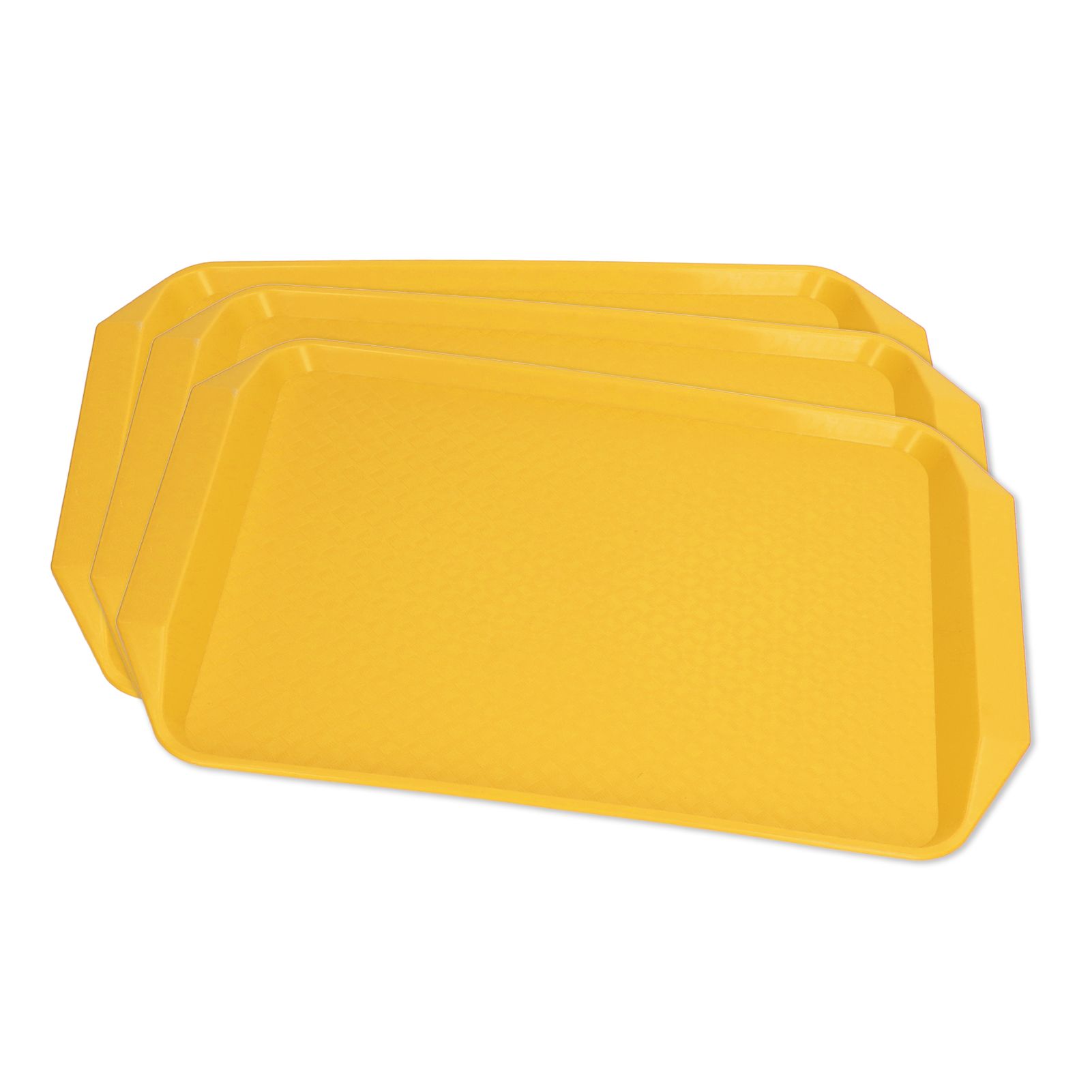 3PCS Colorful Food Tray Rectangle Thickened Binaural Plastic Tray Heat Resistance Stackable Cafeteria Trays for HotelYellow - Image 4