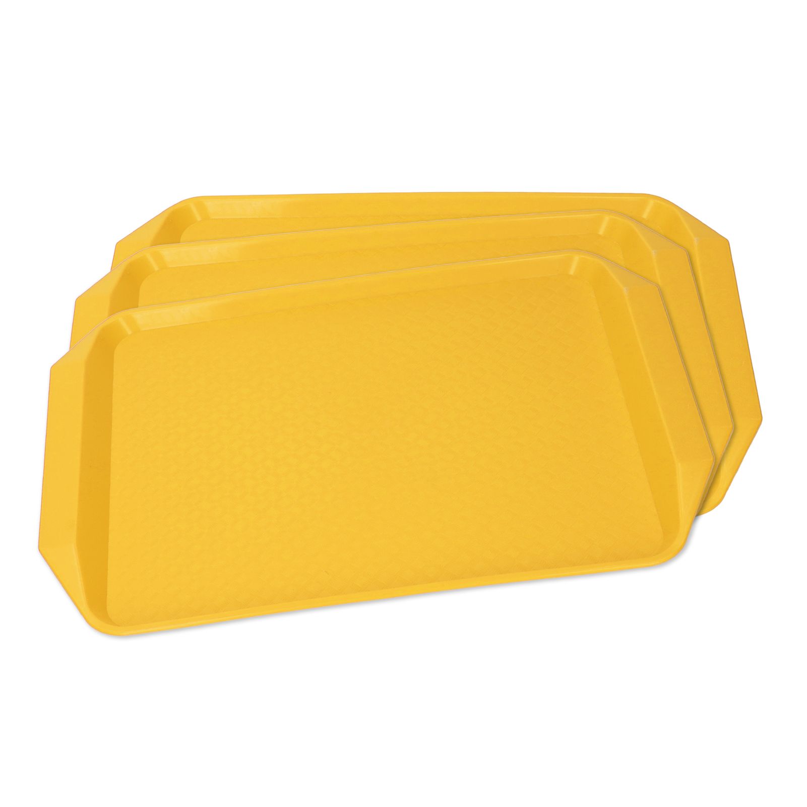 3PCS Colorful Food Tray Rectangle Thickened Binaural Plastic Tray Heat Resistance Stackable Cafeteria Trays for HotelYellow - Image 5