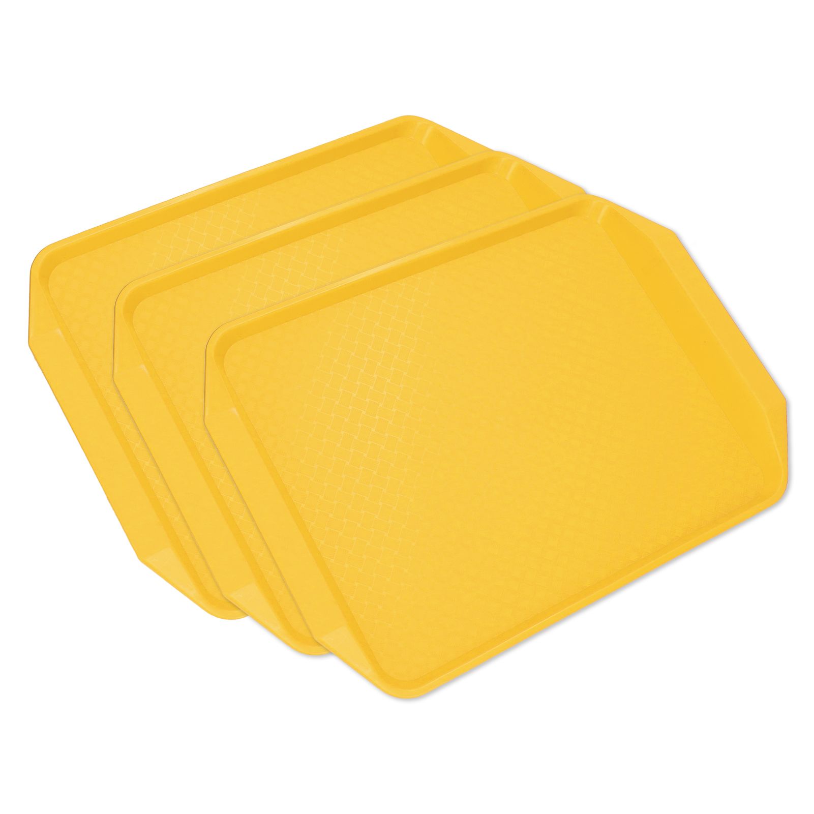 3PCS Colorful Food Tray Rectangle Thickened Binaural Plastic Tray Heat Resistance Stackable Cafeteria Trays for HotelYellow - Image 6