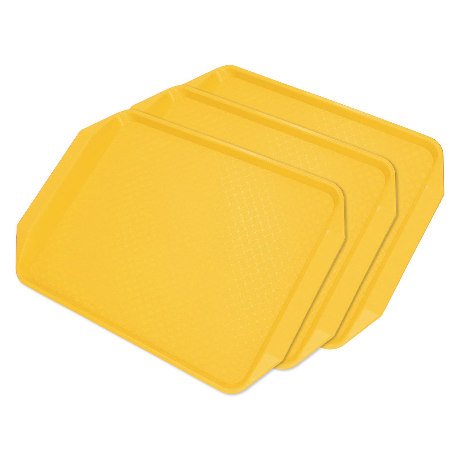 3PCS Colorful Food Tray Rectangle Thickened Binaural Plastic Tray Heat Resistance Stackable Cafeteria Trays for HotelYellow - Image 7