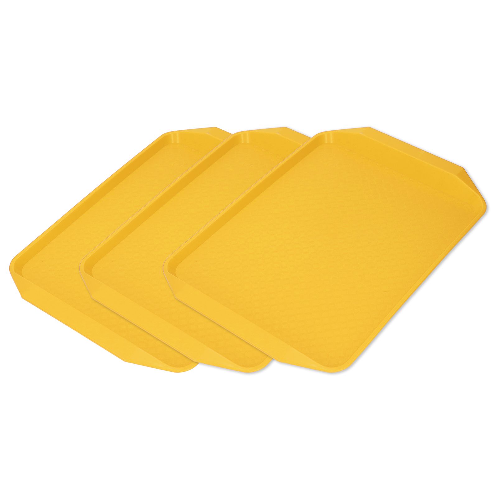 3PCS Colorful Food Tray Rectangle Thickened Binaural Plastic Tray Heat Resistance Stackable Cafeteria Trays for HotelYellow - Image 8
