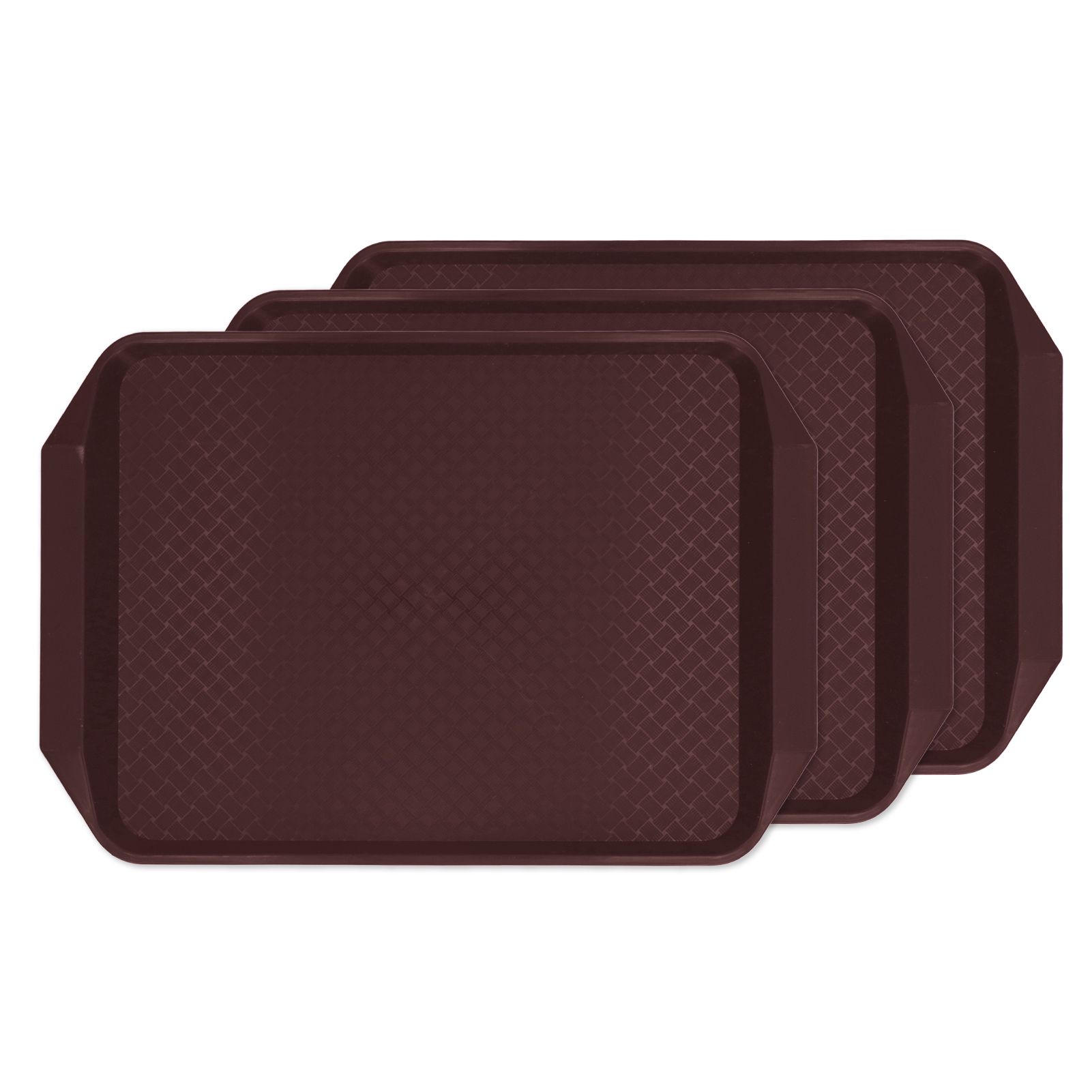 3PCS Colorful Food Tray Rectangle Thickened Binaural Plastic Tray Heat Resistance Stackable Cafeteria Trays for HotelCoffee - Image 2