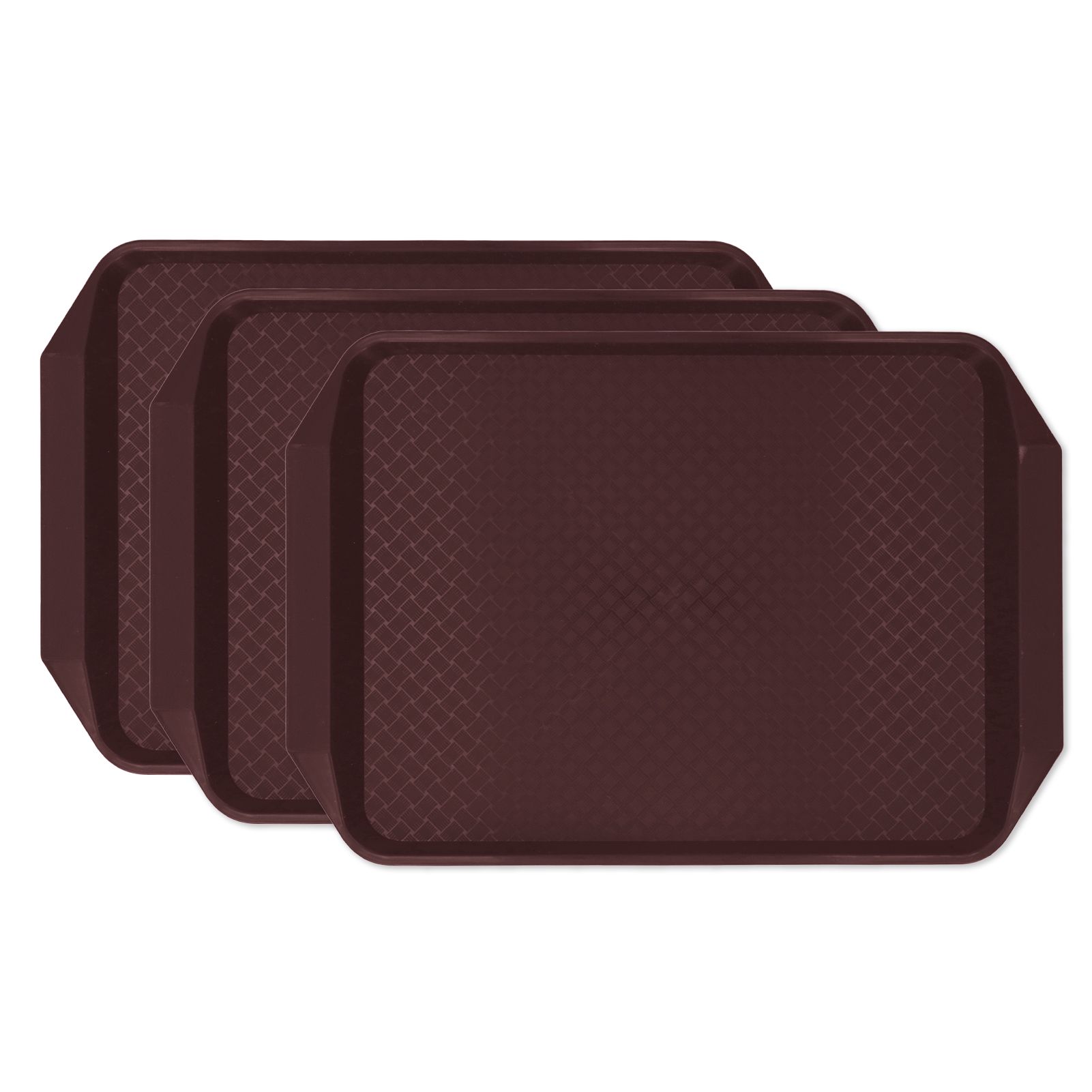 3PCS Colorful Food Tray Rectangle Thickened Binaural Plastic Tray Heat Resistance Stackable Cafeteria Trays for HotelCoffee - Image 3