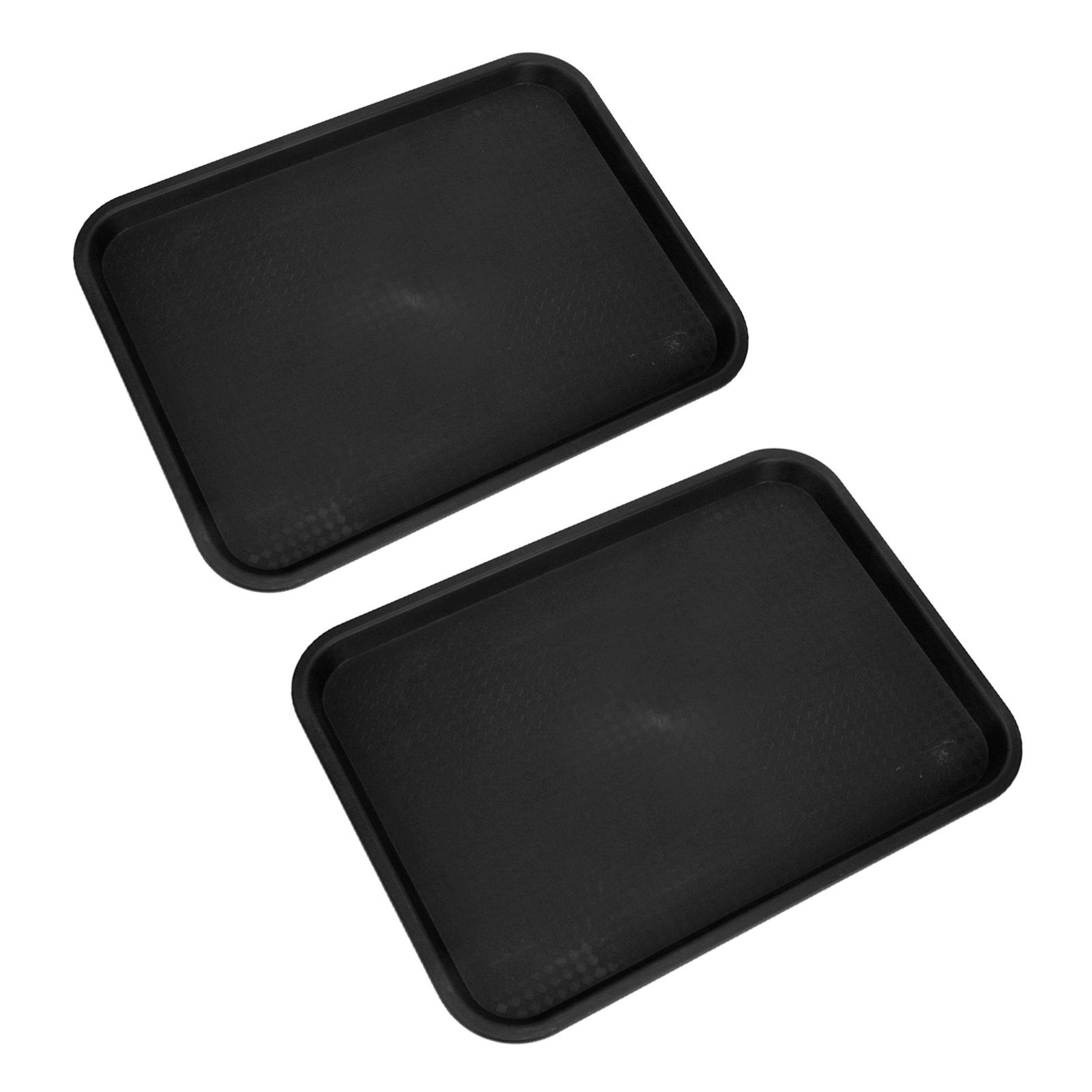 2pcs Food Tray Multifunctional Thickened Slip Resistance Chinese Fast Food Serving Tray for Dining Hall RestaurantsBlack - Image 2