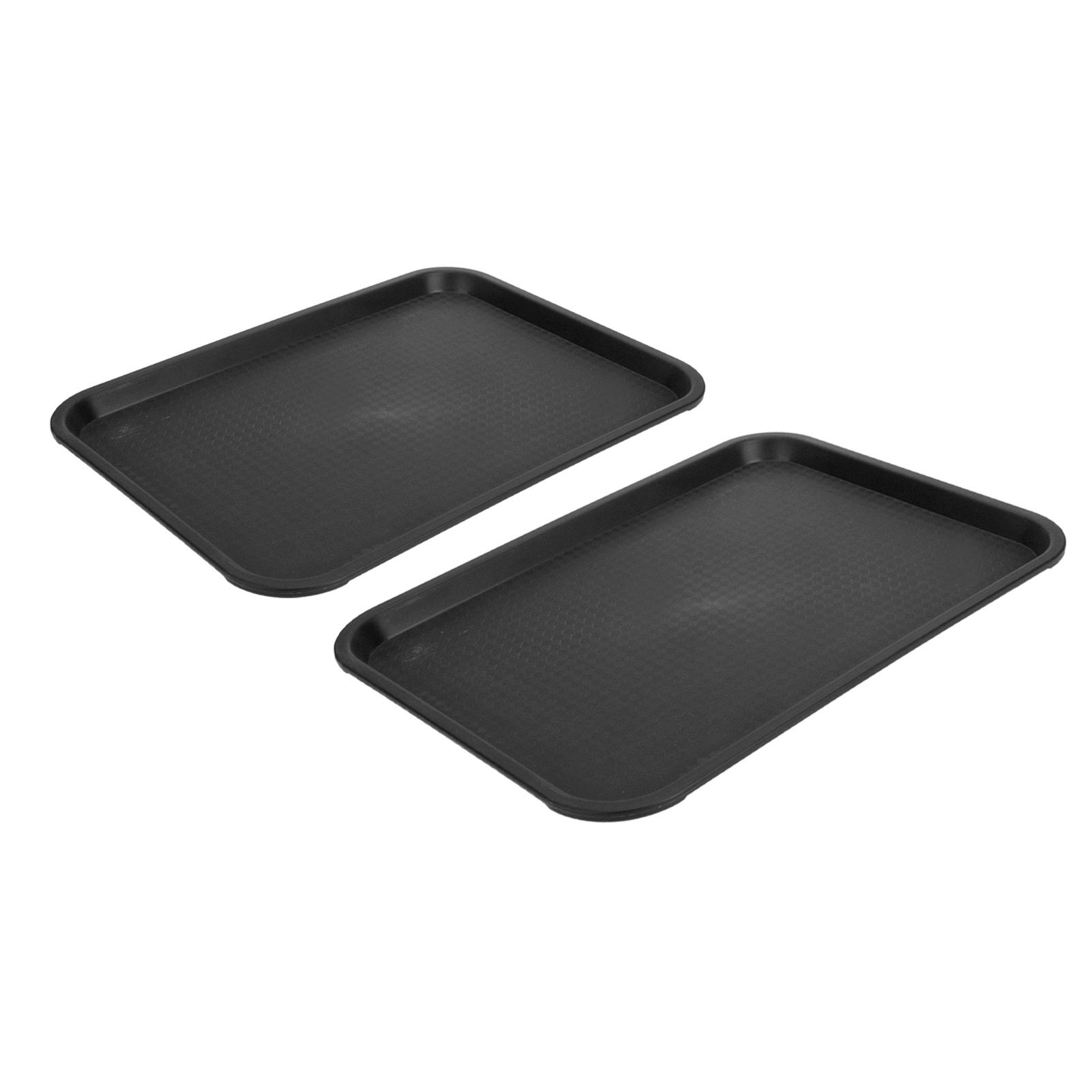 2pcs Food Tray Multifunctional Thickened Slip Resistance Chinese Fast Food Serving Tray for Dining Hall RestaurantsBlack - Image 3