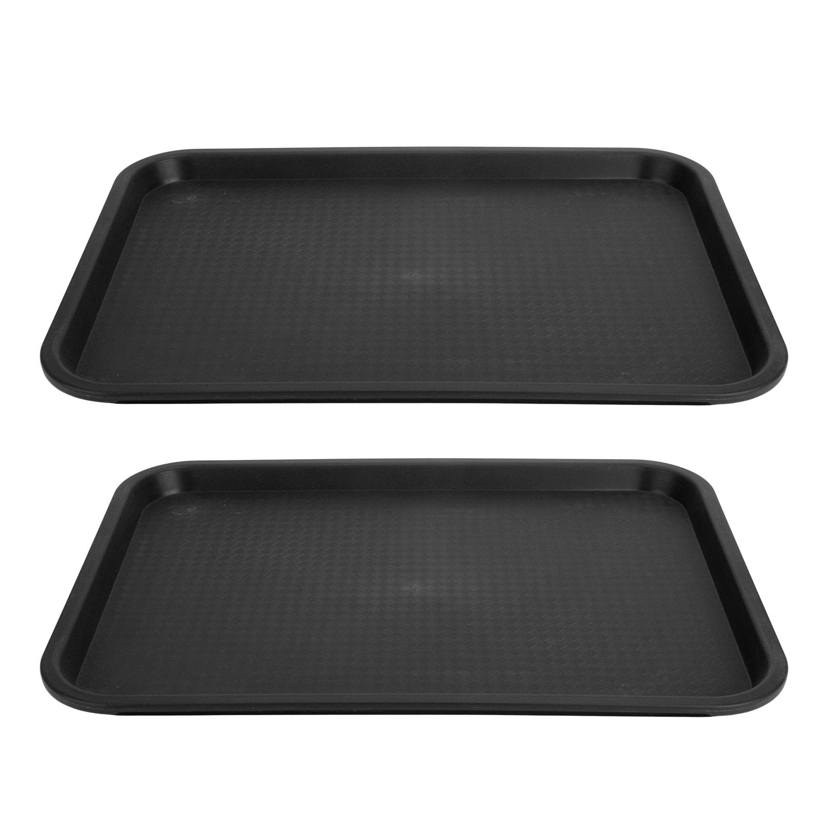2pcs Food Tray Multifunctional Thickened Slip Resistance Chinese Fast Food Serving Tray for Dining Hall RestaurantsBlack - Image 5