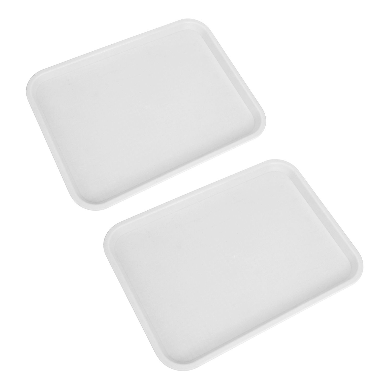 2pcs Food Tray Multifunctional Thickened Slip Resistance Chinese Fast Food Serving Tray for Dining Hall RestaurantsWhite - Image 2