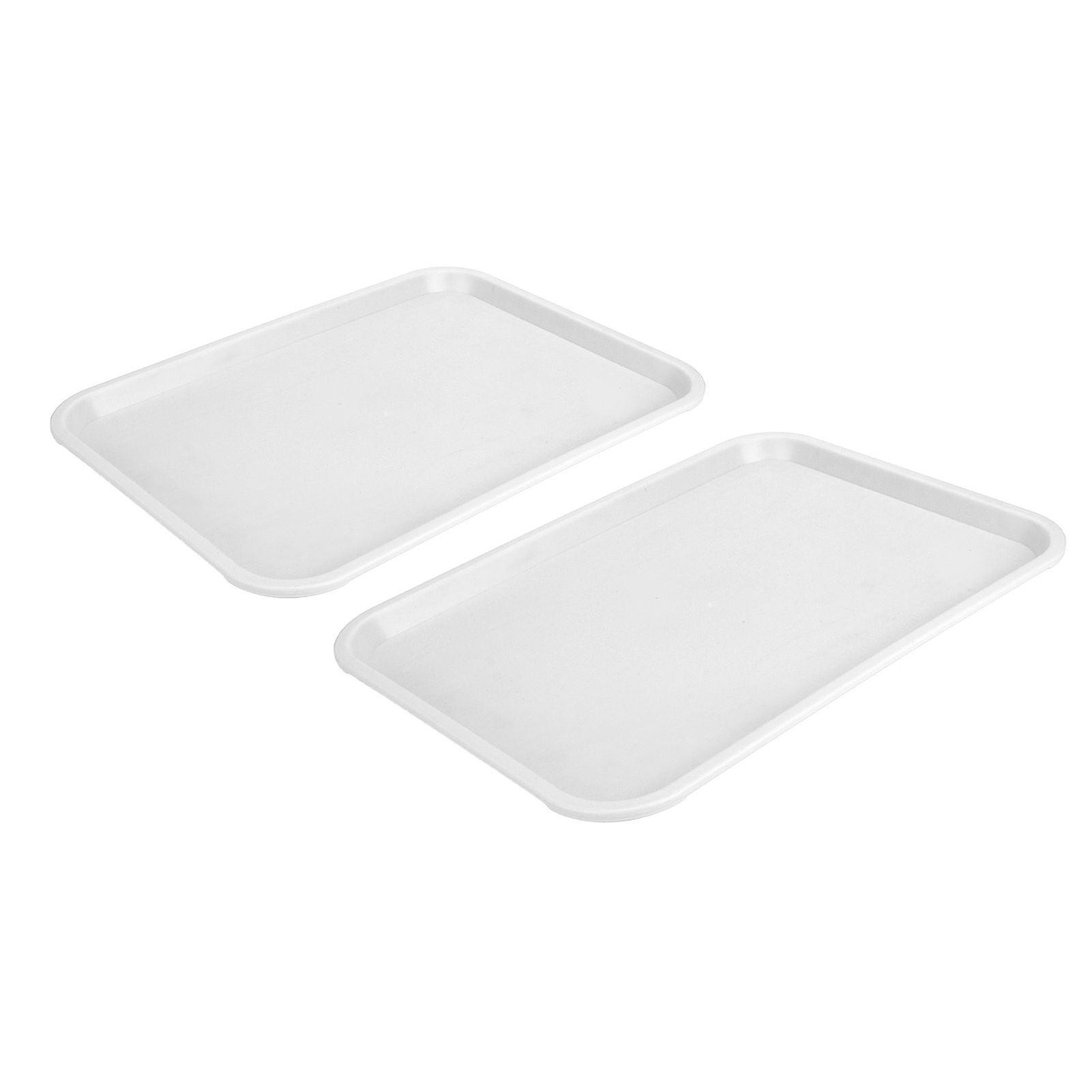 2pcs Food Tray Multifunctional Thickened Slip Resistance Chinese Fast Food Serving Tray for Dining Hall RestaurantsWhite - Image 3