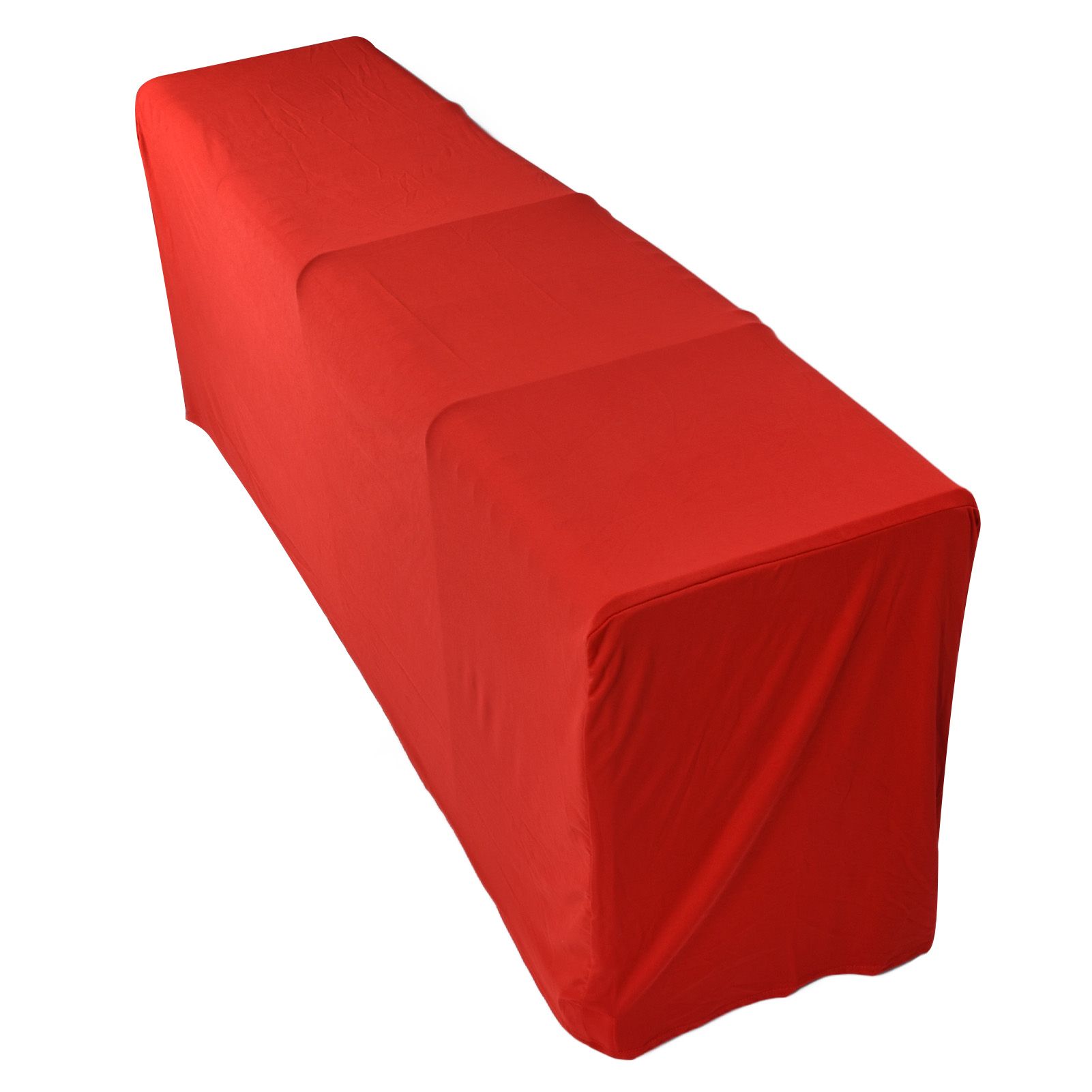 Stretch Spandex Table Cover Good Elasticity Washable Reusable Red Stretchable Tablecloth with 4 Pockets for Wedding Party8FT(244x76x76cm) - Image 3