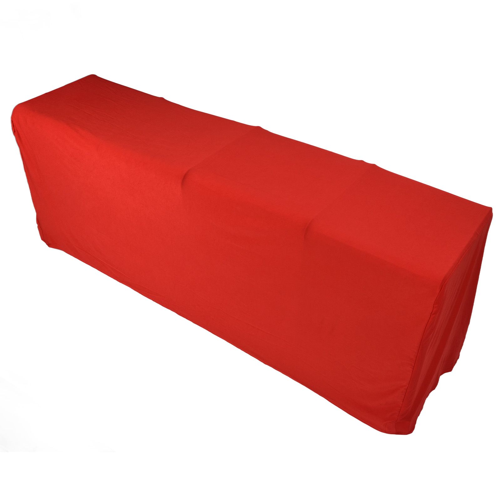 Stretch Spandex Table Cover Good Elasticity Washable Reusable Red Stretchable Tablecloth with 4 Pockets for Wedding Party8FT(244x76x76cm) - Image 5