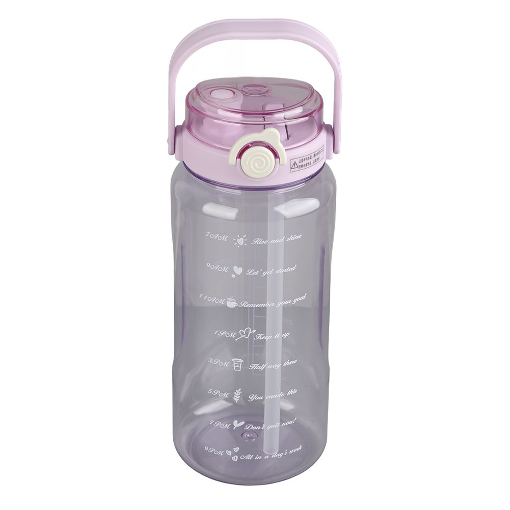 Large Water Bottle 2 Drinking Methods PC PP Material Clear Scale Portable Matte Large Water Jug with Straw for FitnessPurple 1500ml - Image 1