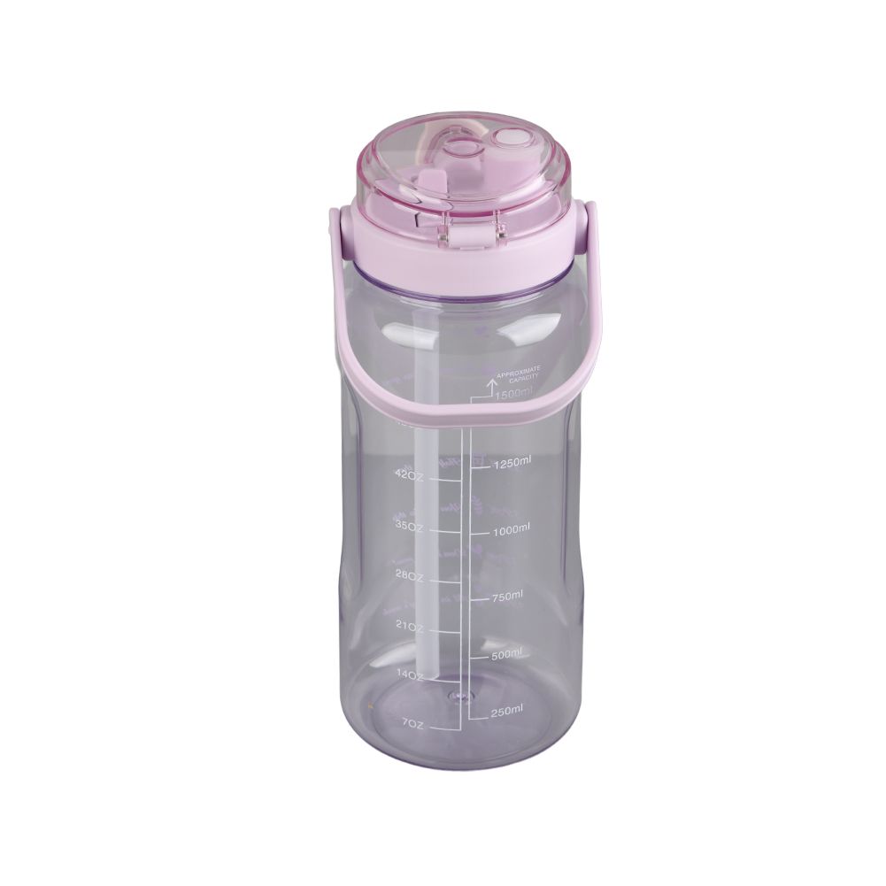 Large Water Bottle 2 Drinking Methods PC PP Material Clear Scale Portable Matte Large Water Jug with Straw for FitnessPurple 1500ml - Image 5