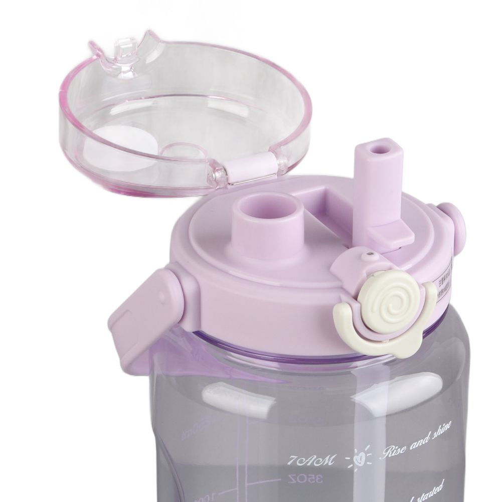 Large Water Bottle 2 Drinking Methods PC PP Material Clear Scale Portable Matte Large Water Jug with Straw for FitnessPurple 1500ml - Image 8