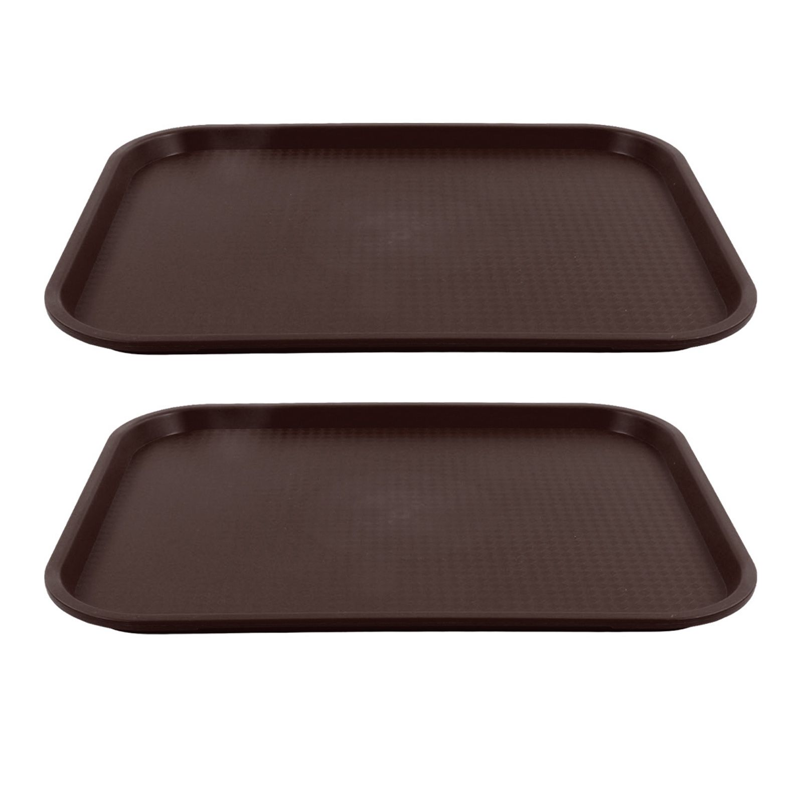 2Pcs Fast Food Tray Stackable Rectangular Light Weight Anti Slip PP Food Service Tray for Restaurants CafesBrown - Image 2