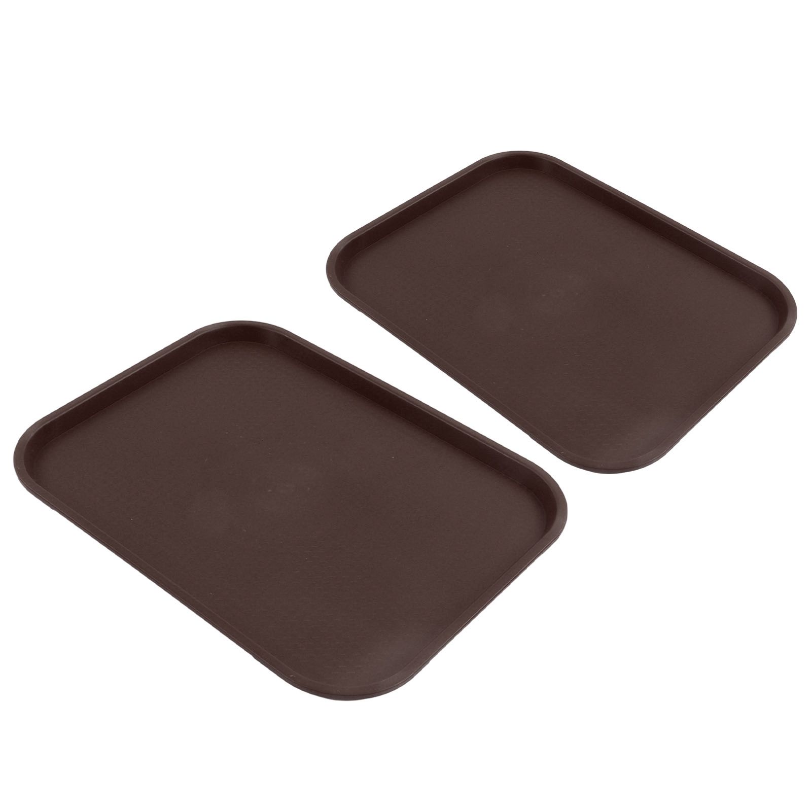 2Pcs Fast Food Tray Stackable Rectangular Light Weight Anti Slip PP Food Service Tray for Restaurants CafesBrown - Image 5