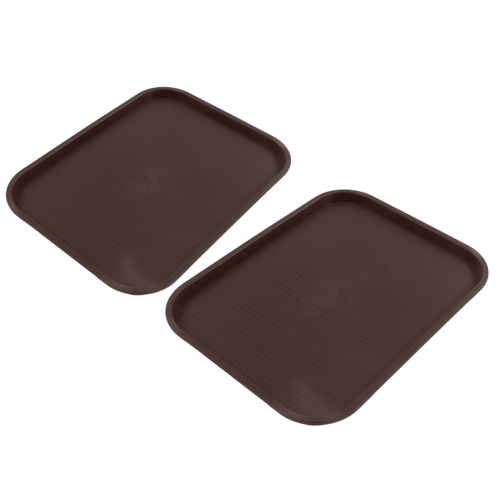 2Pcs Fast Food Tray Stackable Rectangular Light Weight Anti Slip PP Food Service Tray for Restaurants CafesBrown - Image 6