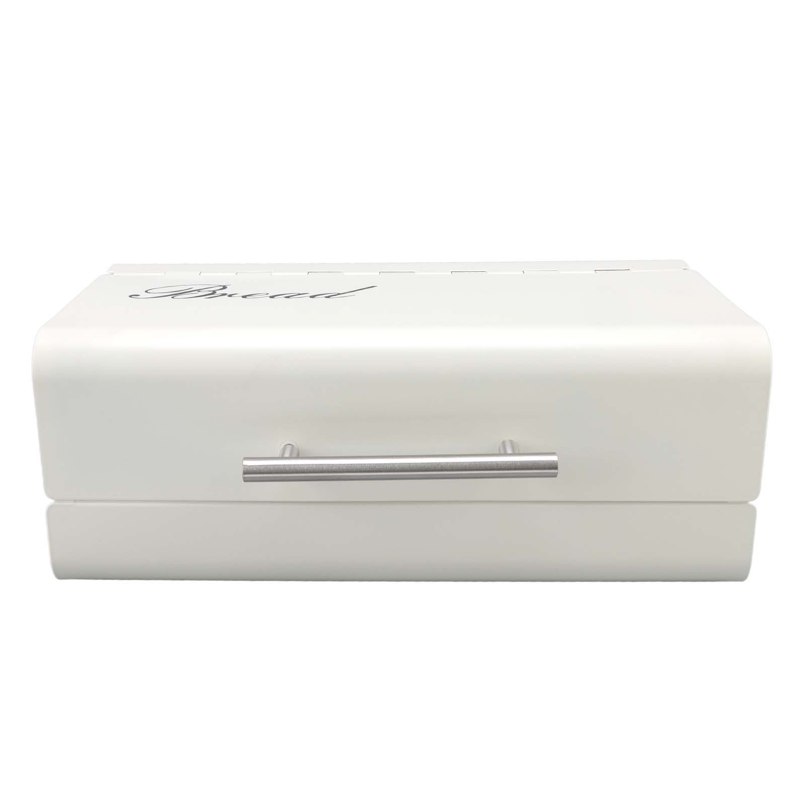 Bread Bin Large Capacity Save Countertop Space Bread Storage Container with Clamshell Door for Home Kitchen Office White - Image 1