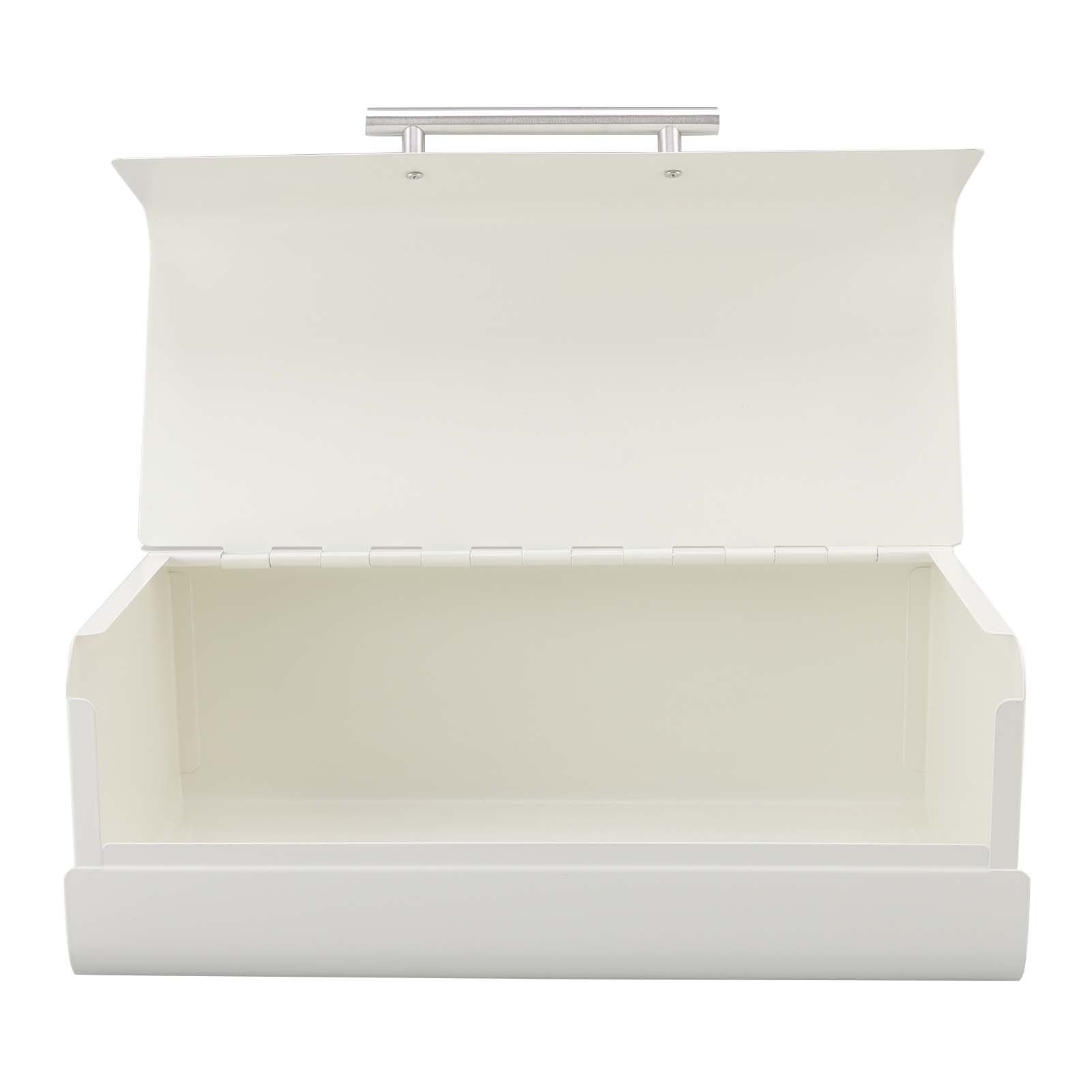 Bread Bin Large Capacity Save Countertop Space Bread Storage Container with Clamshell Door for Home Kitchen Office White - Image 2