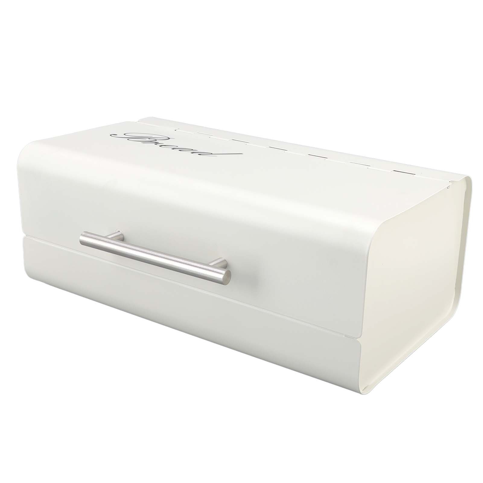 Bread Bin Large Capacity Save Countertop Space Bread Storage Container with Clamshell Door for Home Kitchen Office White - Image 4