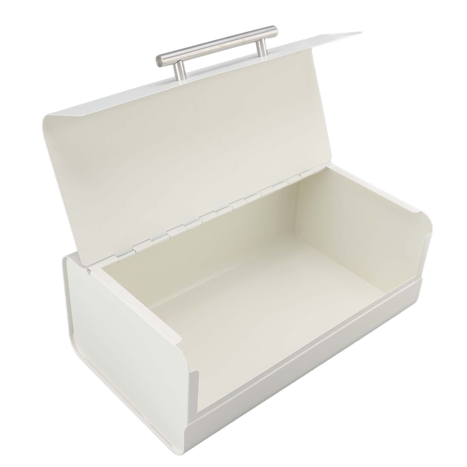 Bread Bin Large Capacity Save Countertop Space Bread Storage Container with Clamshell Door for Home Kitchen Office White - Image 6