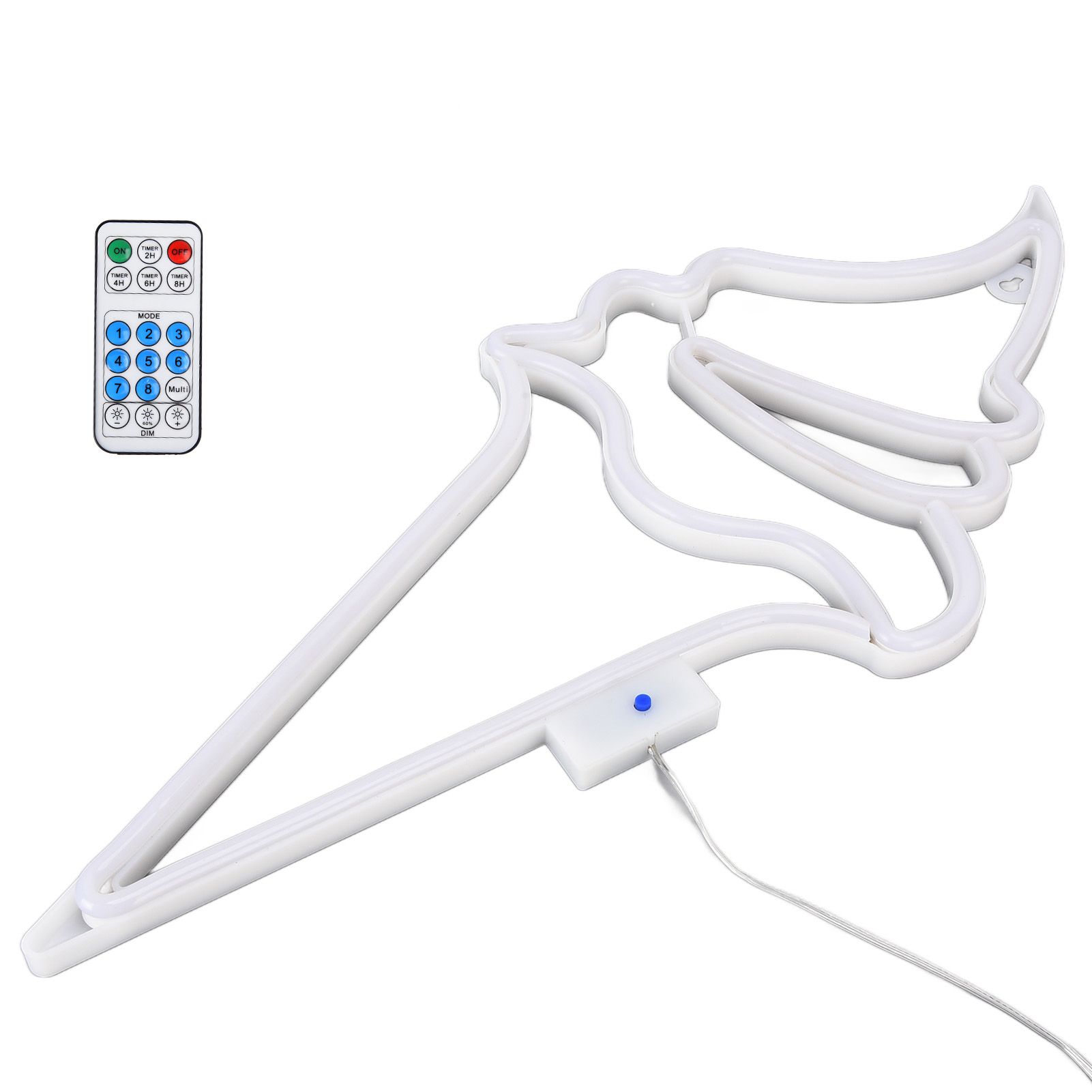 LED Neon Light Ice Cream Waterproof Battery USB Powered Hangable Decorative Remote Control Neon Sign for Home Party(White Blue ) - Image 5