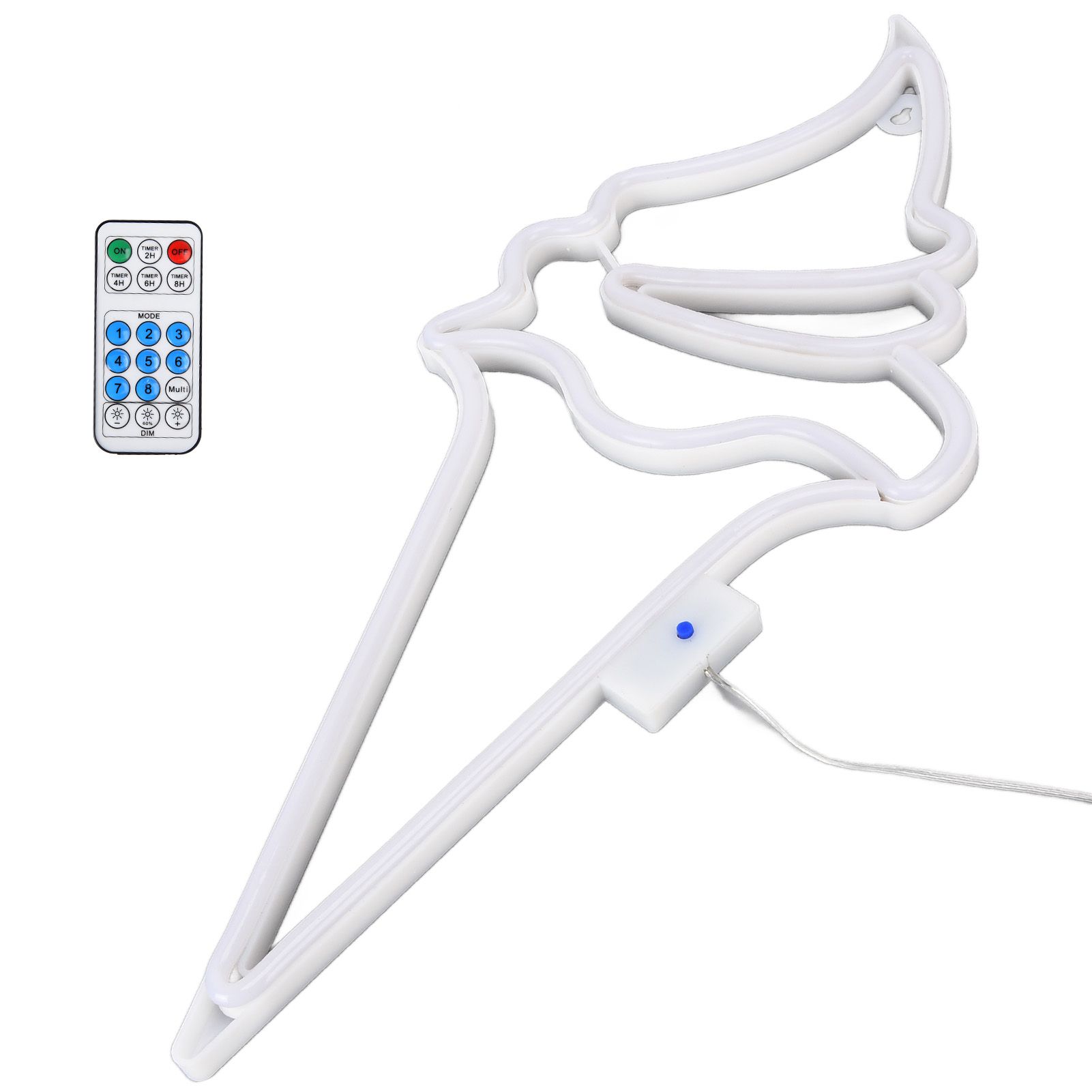 LED Neon Light Ice Cream Waterproof Battery USB Powered Hangable Decorative Remote Control Neon Sign for Home Party(White Blue ) - Image 8