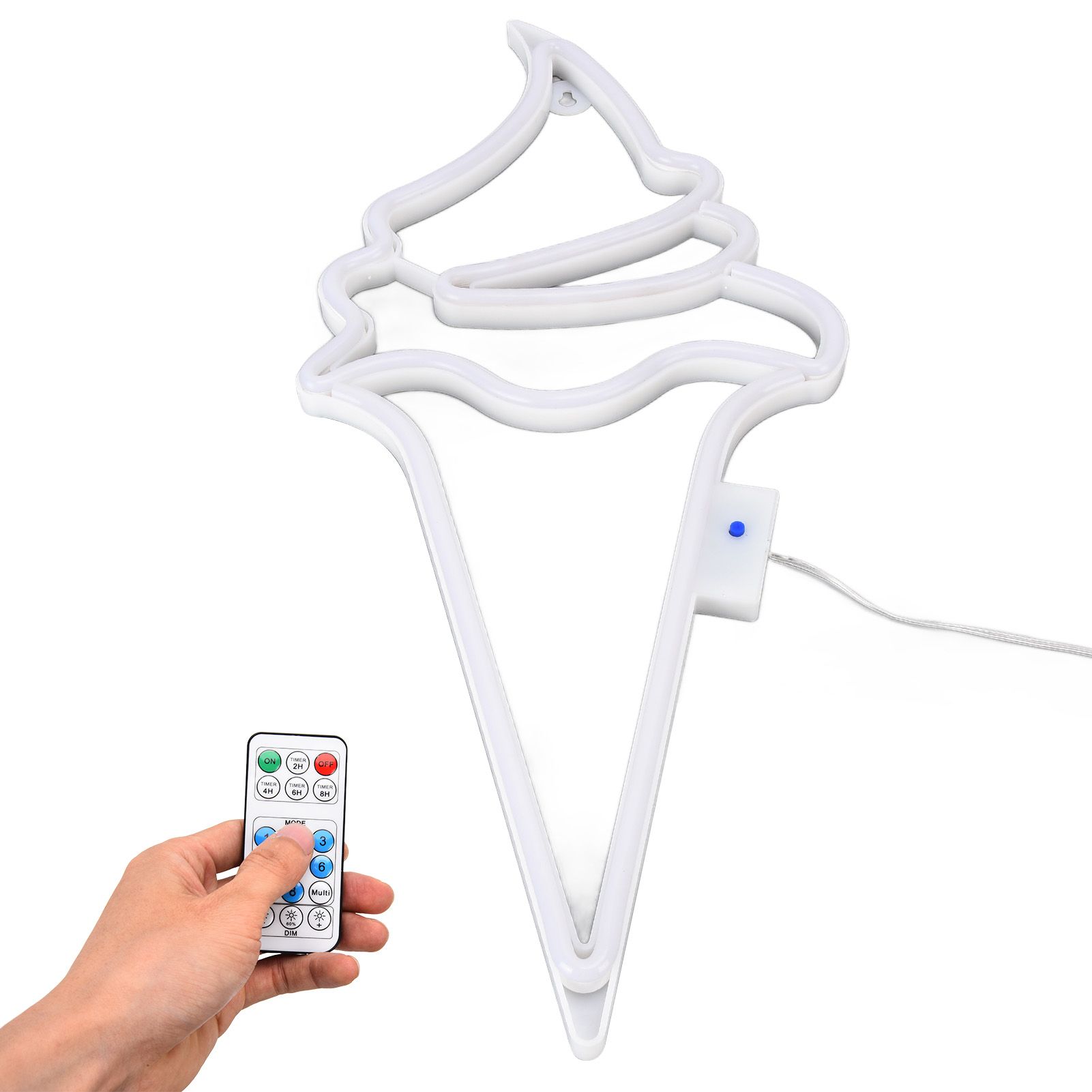 LED Neon Light Ice Cream Waterproof Battery USB Powered Hangable Decorative Remote Control Neon Sign for Home Party(Blue Pink ) - Image 7