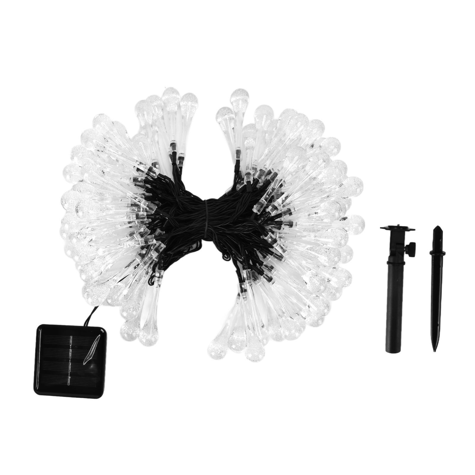 100LEDs String Lights Solar Powered Fairy Lamp 12m/39.3ft Waterproof Drop Shape for Patio Lawn Party DecorWarm Light - Image 1