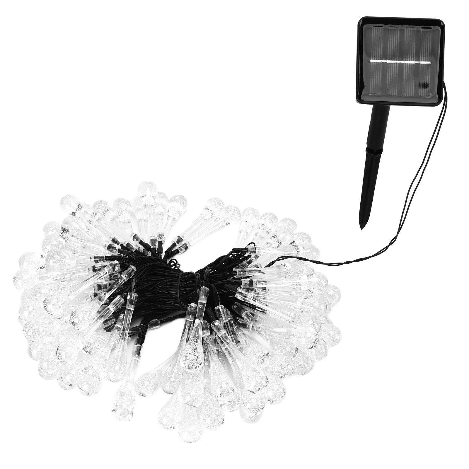 100LEDs String Lights Solar Powered Fairy Lamp 12m/39.3ft Waterproof Drop Shape for Patio Lawn Party DecorWarm Light - Image 2