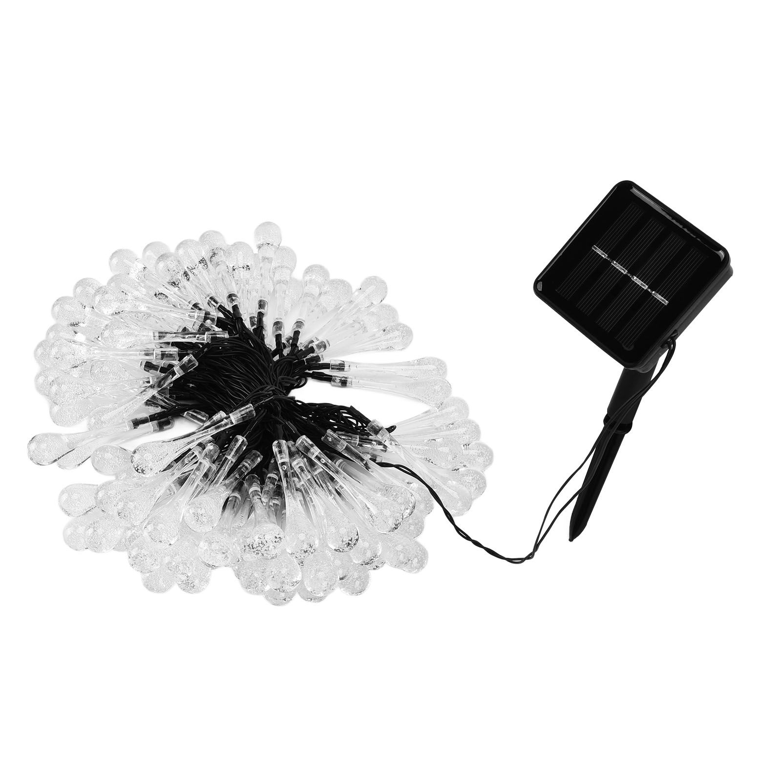 100LEDs String Lights Solar Powered Fairy Lamp 12m/39.3ft Waterproof Drop Shape for Patio Lawn Party DecorWarm Light - Image 4