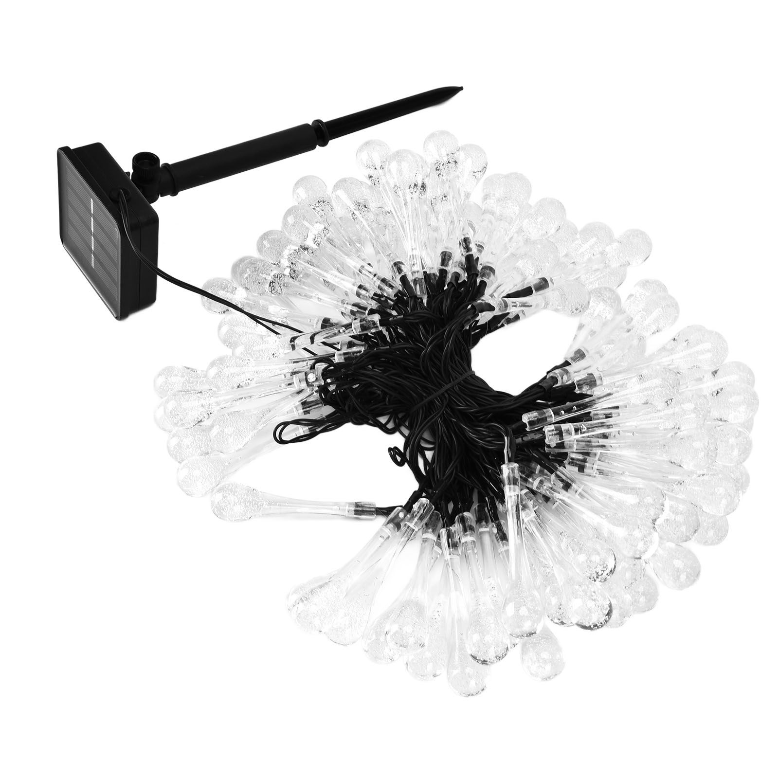100LEDs String Lights Solar Powered Fairy Lamp 12m/39.3ft Waterproof Drop Shape for Patio Lawn Party DecorWarm Light - Image 7