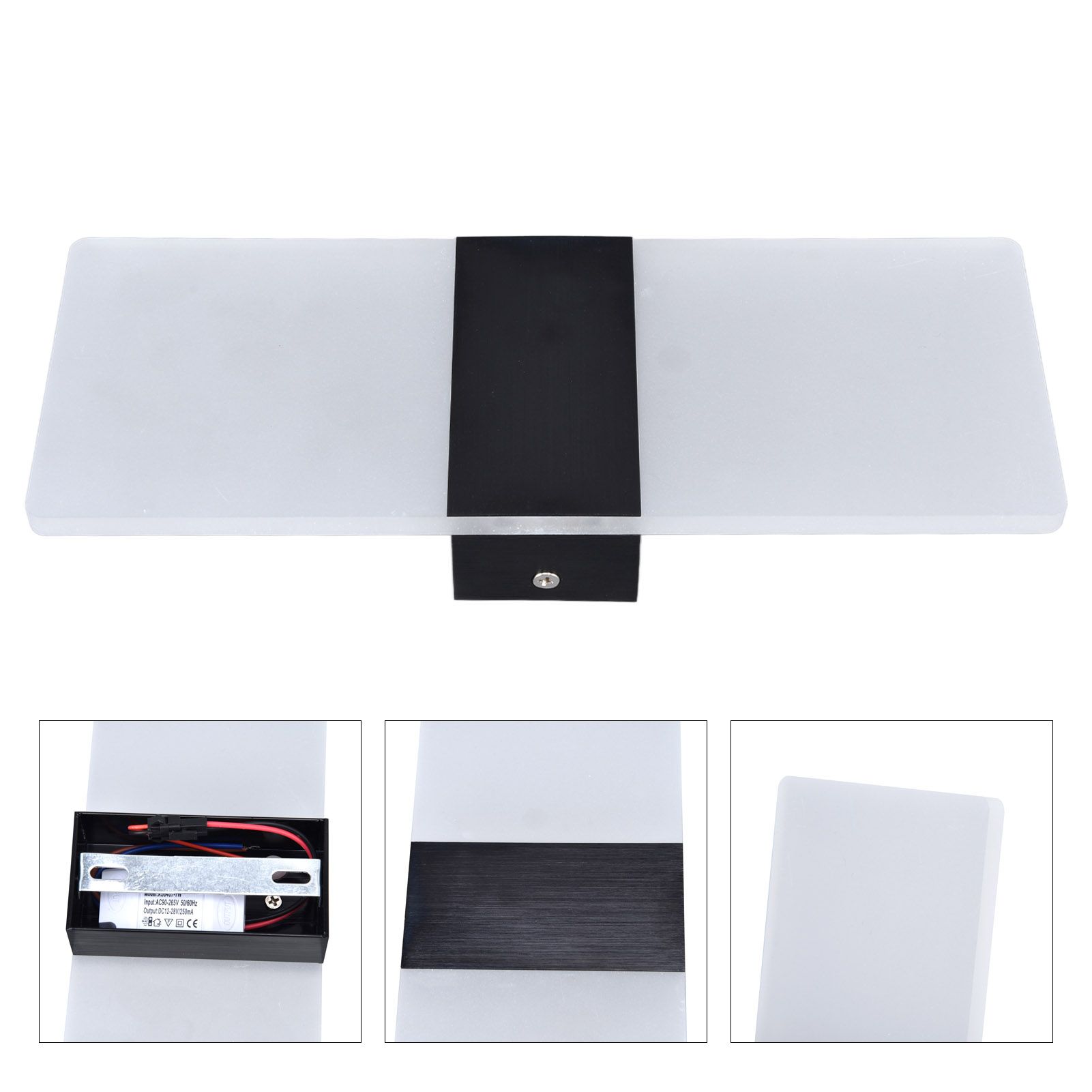 LED Wall Lamp 6W Acrylic Wall Light 360° Luminous High Brightness Preservative Up Down Lights for Bedroom Canteen 90‑265VBlack - Image 8