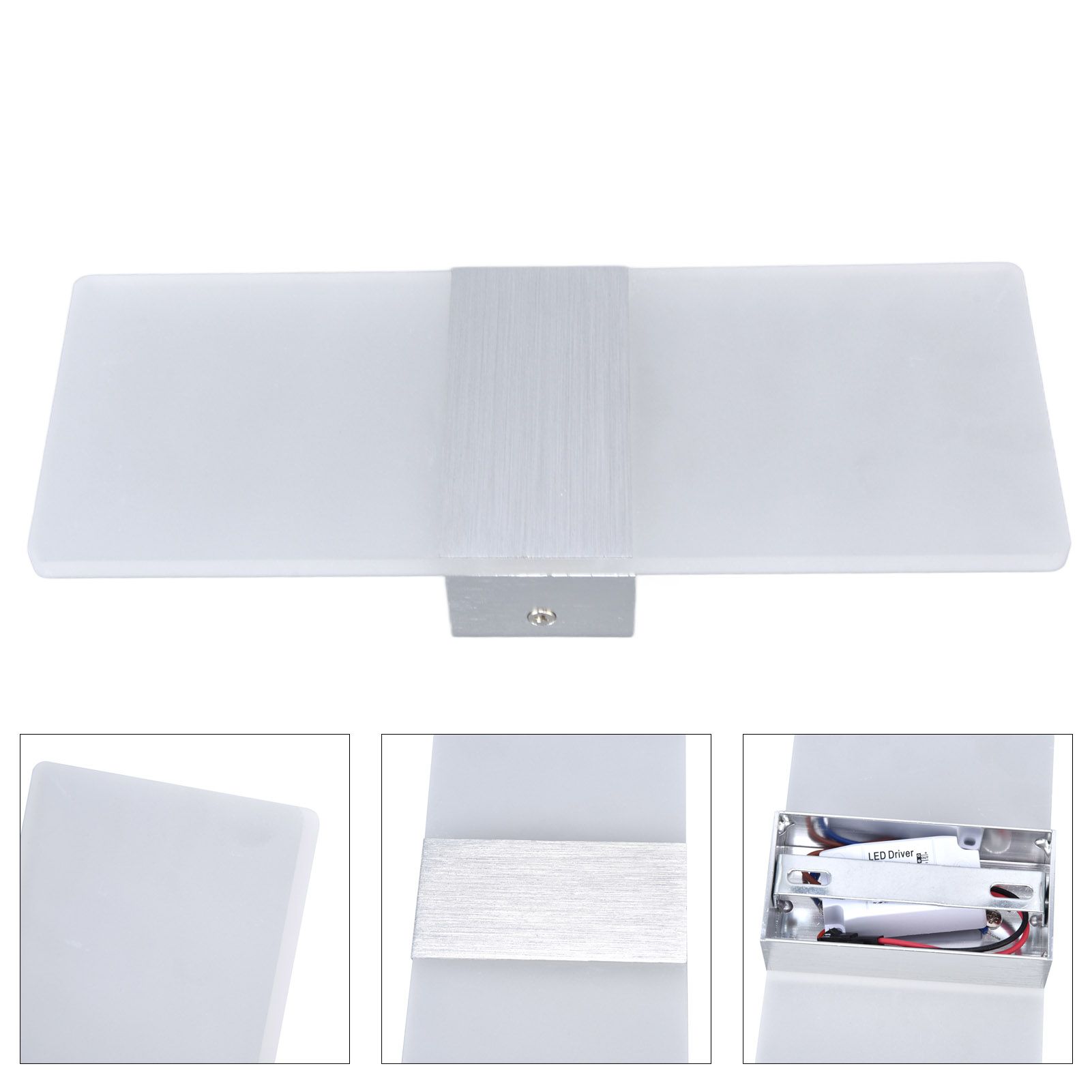 LED Wall Lamp 6W Acrylic Wall Light 360° Luminous High Brightness Preservative Up Down Lights for Bedroom Canteen 90‑265VSilver - Image 8