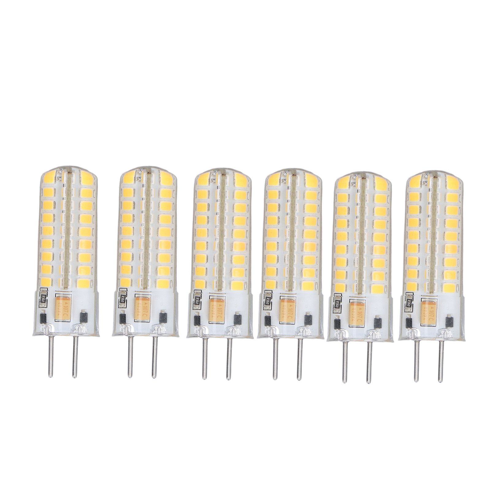 6Pcs GY6.35 LED Bulb 7W AC DC12V 700lm 72 LEDs 360 Degree LED Corn Light Bulb for Pendant Lamps Ceiling Lamps Warm Light(2700K-3000K) - Image 1