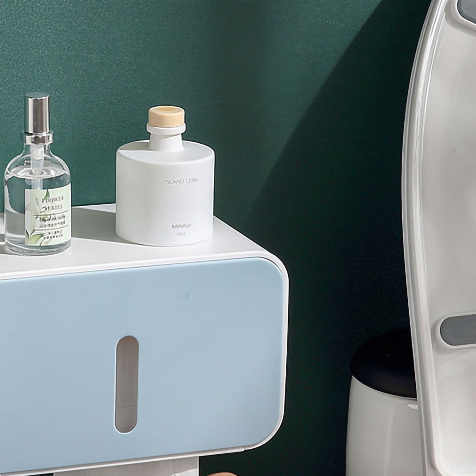 Wall Mounted Toilet Paper Holder PS ABS Waterproof Roll Paper Tissue Storage Box Bathroom Accessories Blue - Image 3