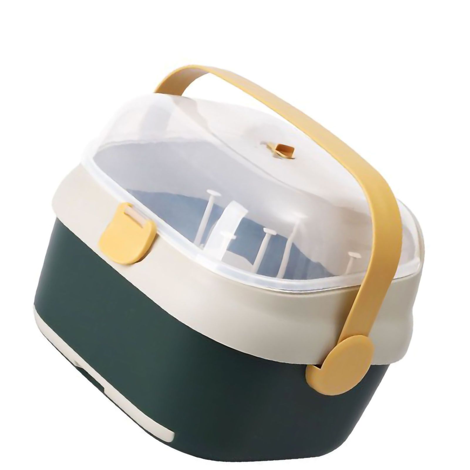 Baby Bottle Drying Rack Nursing Bottle Storage Box Container with Swivel Vent Dust Cover Drain Tray Detachable Holder Green - Image 2