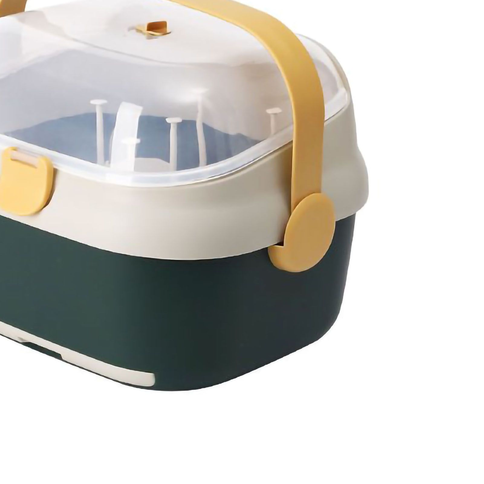 Baby Bottle Drying Rack Nursing Bottle Storage Box Container with Swivel Vent Dust Cover Drain Tray Detachable Holder Green - Image 3