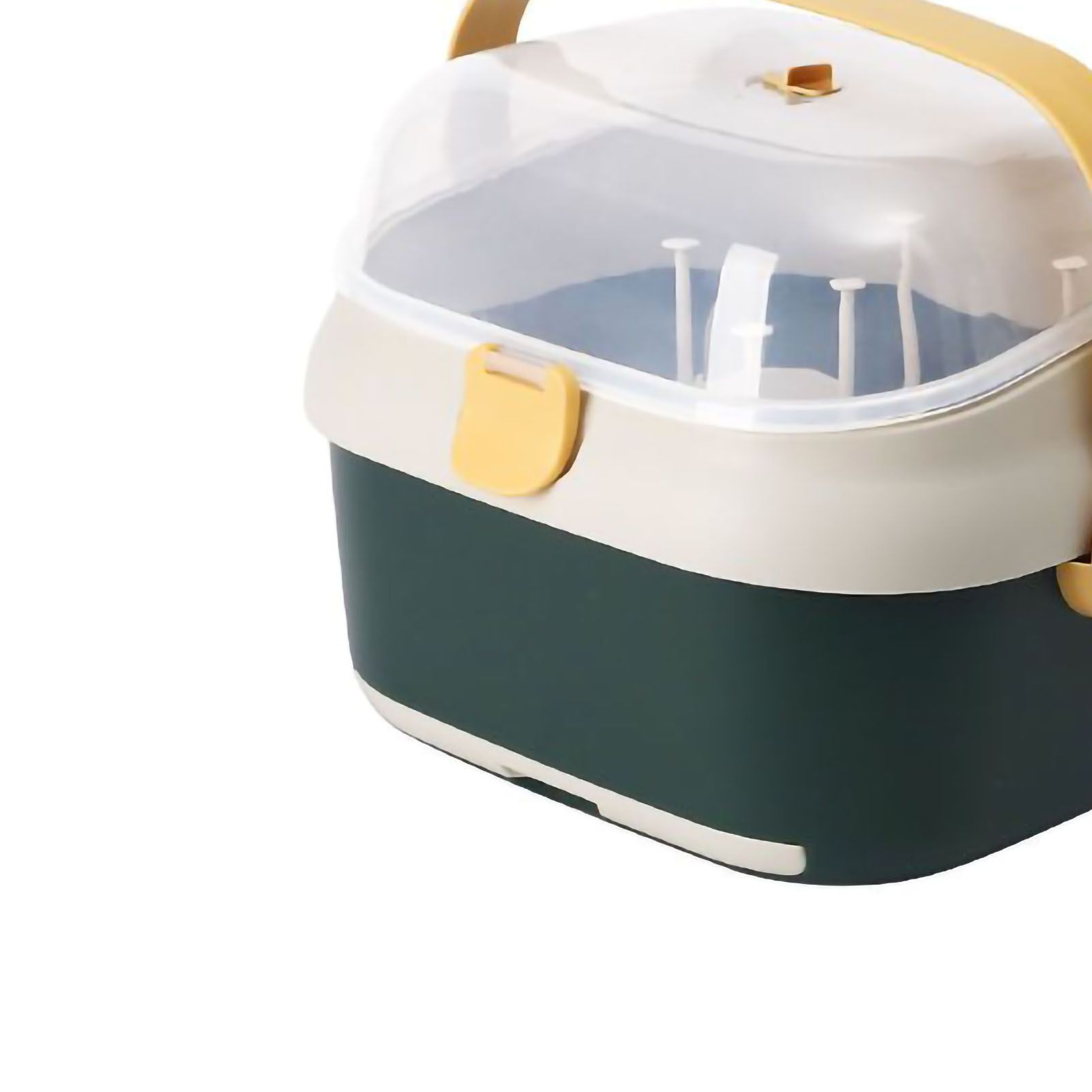 Baby Bottle Drying Rack Nursing Bottle Storage Box Container with Swivel Vent Dust Cover Drain Tray Detachable Holder Green - Image 4