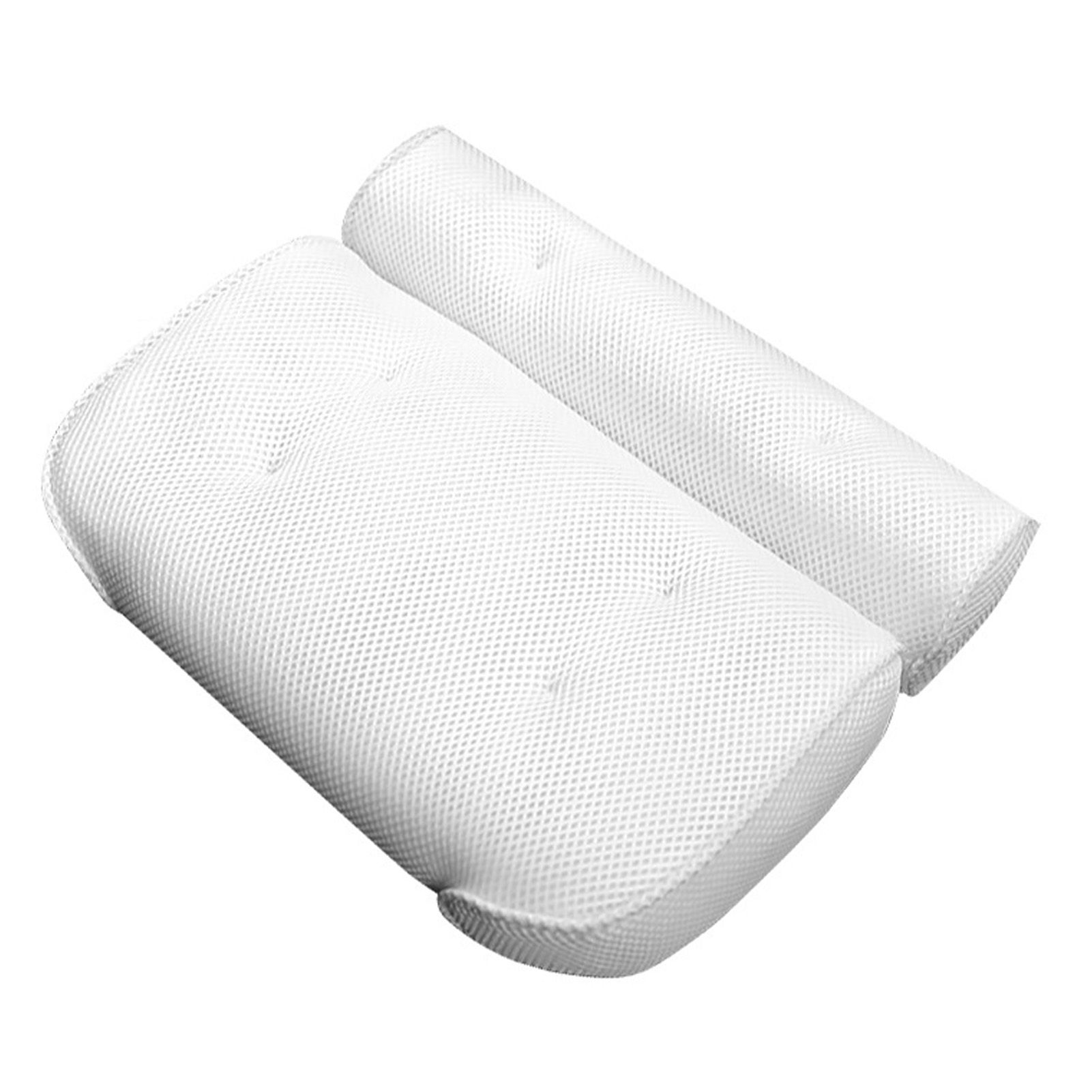 Bath Pillow 3D Mesh Fabric Soft Bathtub Pillow with Suction Cups Spa Bathtub Cushion for Back Neck Support Rest White - Image 2