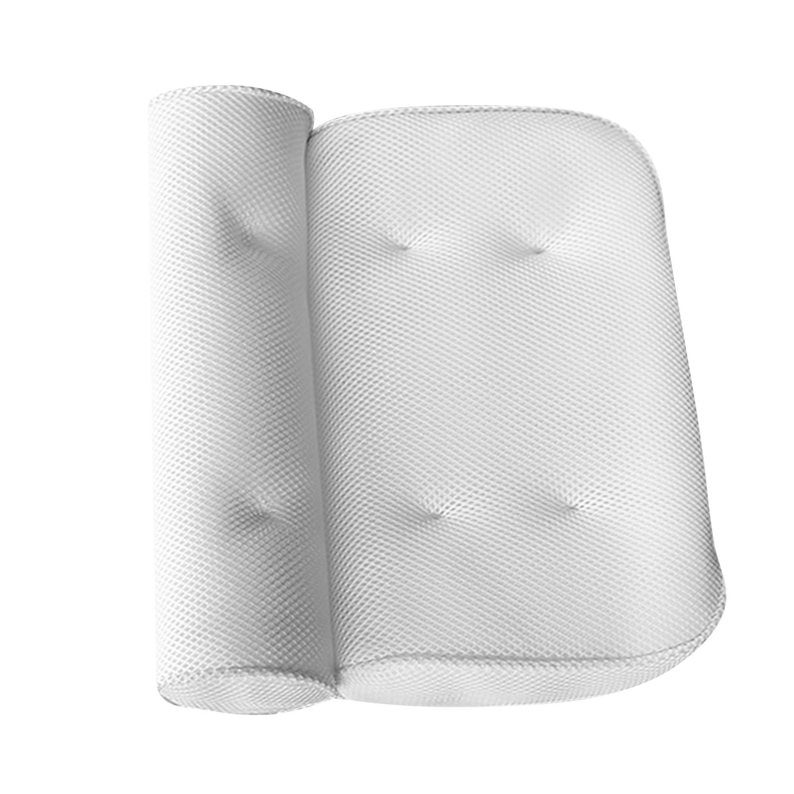 Bath Pillow 3D Mesh Fabric Soft Bathtub Pillow with Suction Cups Spa Bathtub Cushion for Back Neck Support Rest White - Image 3