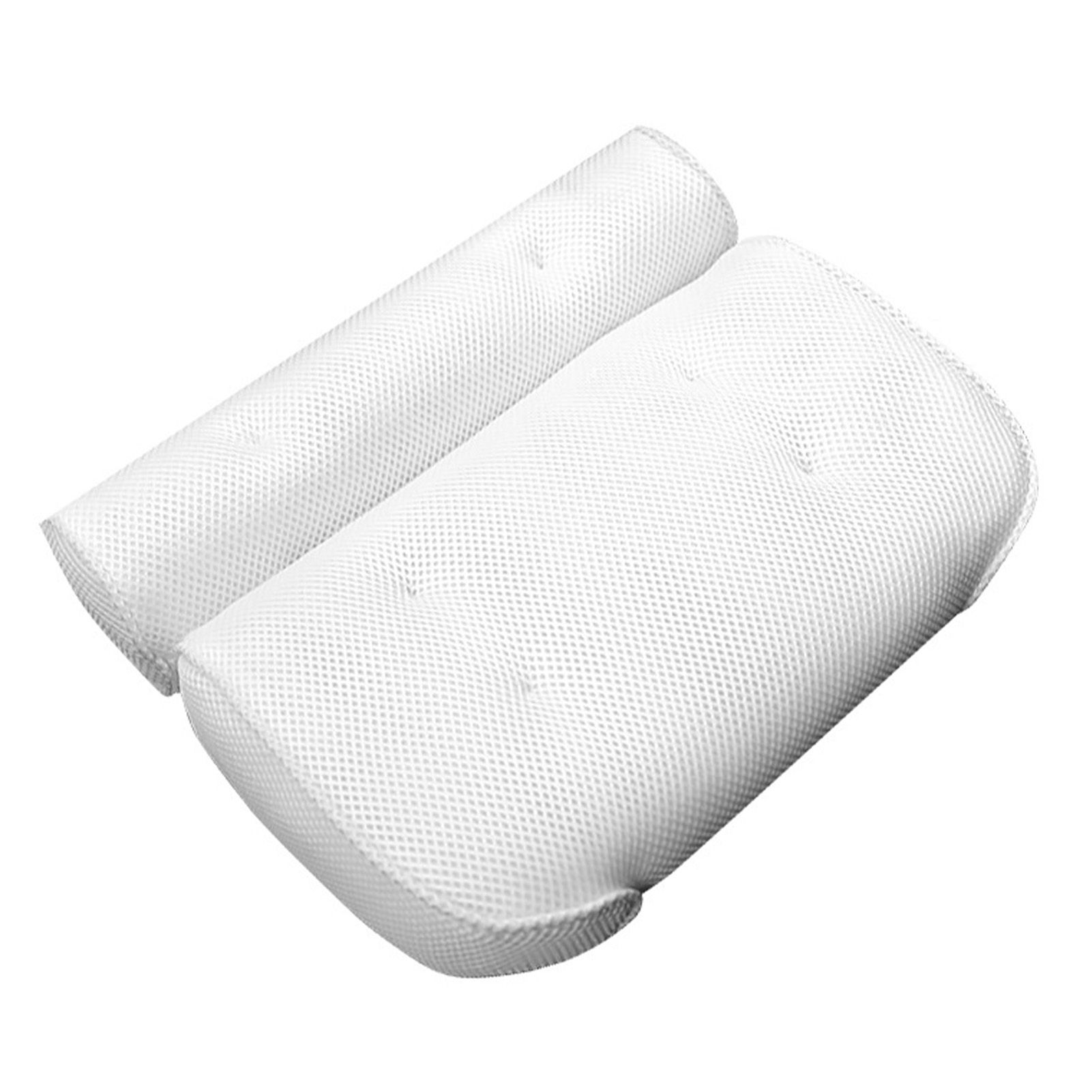 Bath Pillow 3D Mesh Fabric Soft Bathtub Pillow with Suction Cups Spa Bathtub Cushion for Back Neck Support Rest White - Image 4