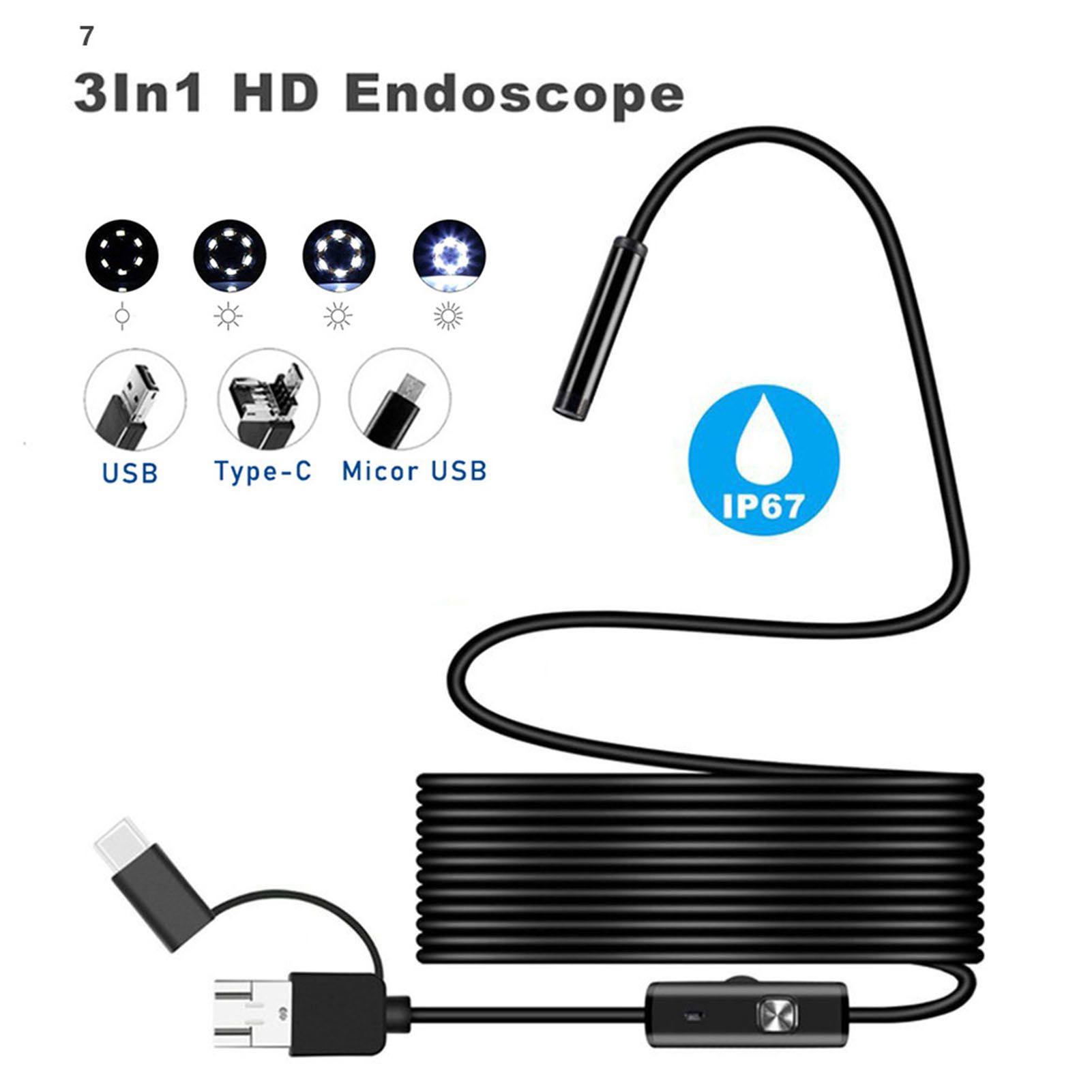 3 in 1 Endoscope Camera HD ABS Aluminium Alloy Industrial Endoscope for Android 6.1 for Pipe Car - Image 4