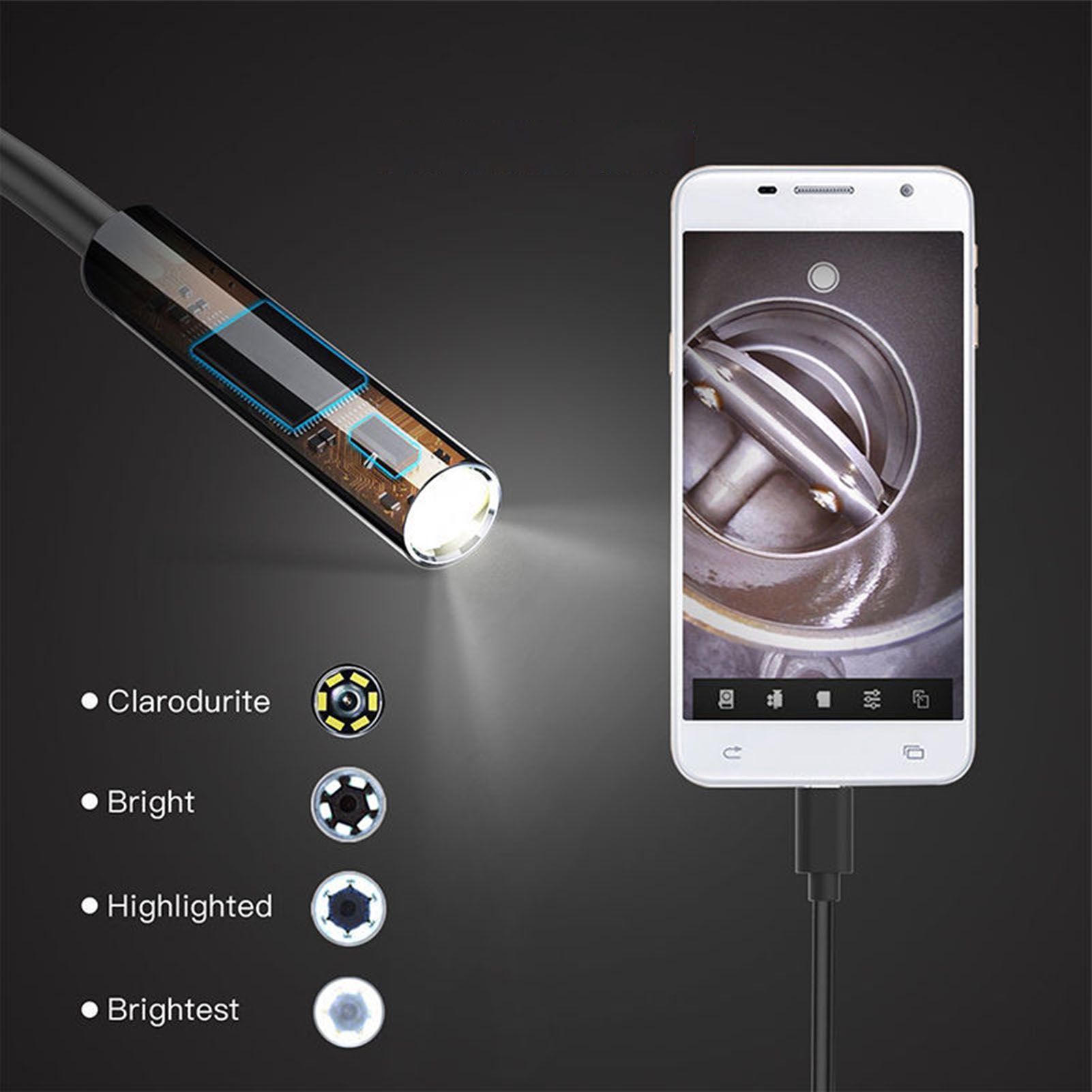 3 in 1 Endoscope Camera HD ABS Aluminium Alloy Industrial Endoscope for Android 6.1 for Pipe Car - Image 8