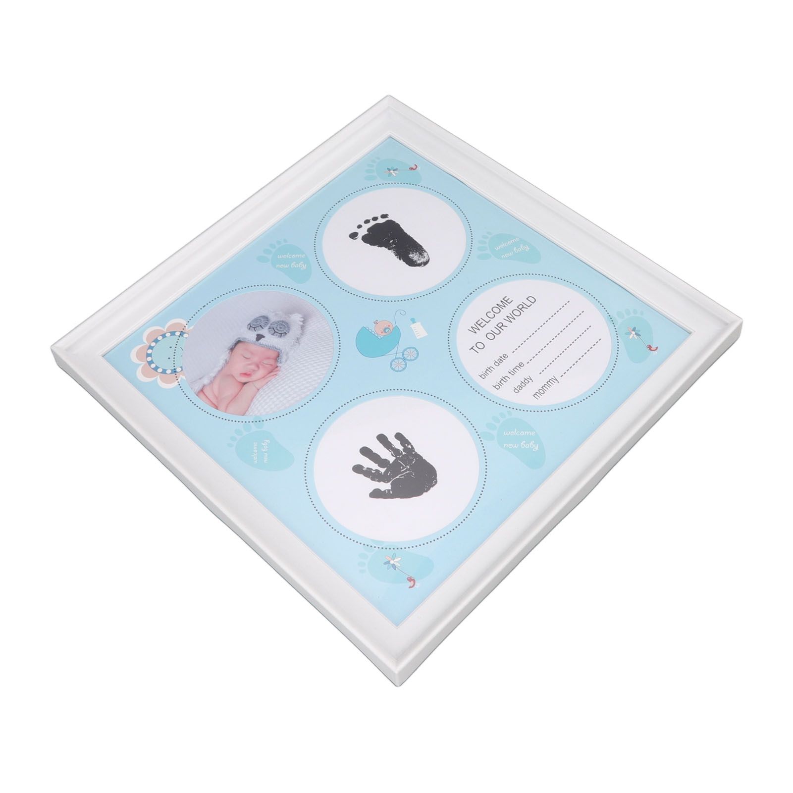 Baby Handprint Footprint Kit for Newborn Boys Girls Wear Resistant Plastic Density Board Baby Print Frame Kit for Display Blue - Image 7