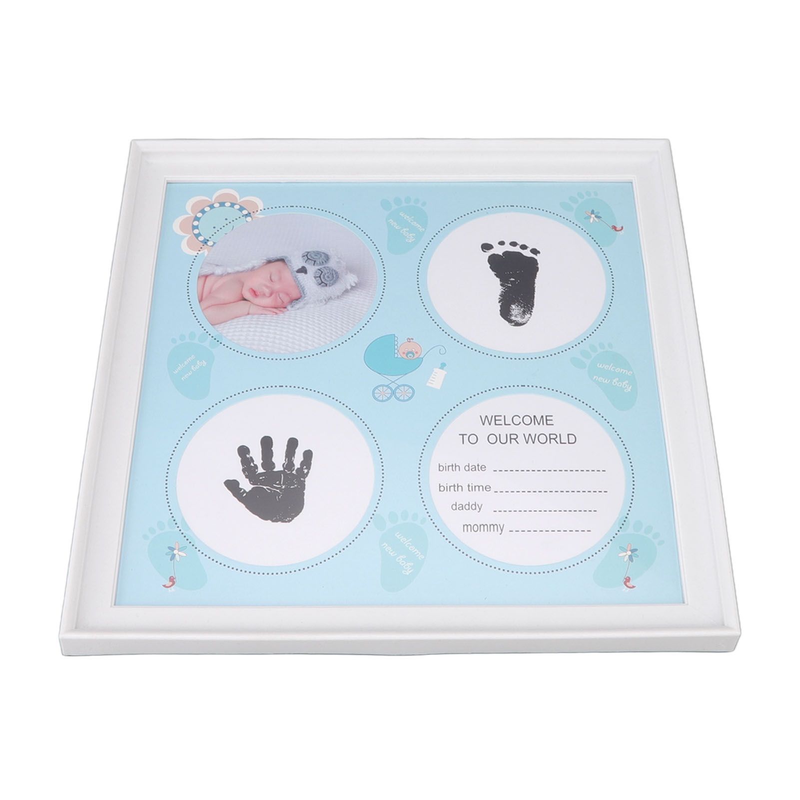 Baby Handprint Footprint Kit for Newborn Boys Girls Wear Resistant Plastic Density Board Baby Print Frame Kit for Display Blue - Image 8