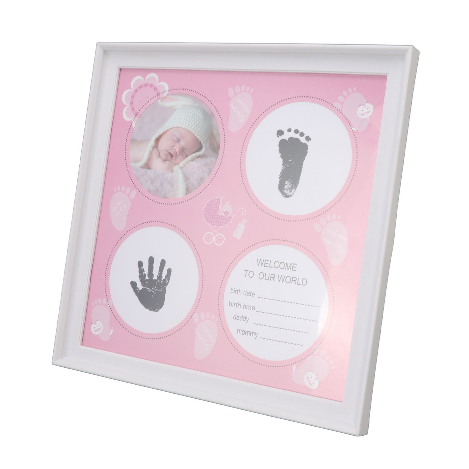 Baby Handprint Footprint Kit for Newborn Boys Girls Wear Resistant Plastic Density Board Baby Print Frame Kit for Display Pink - Image 6