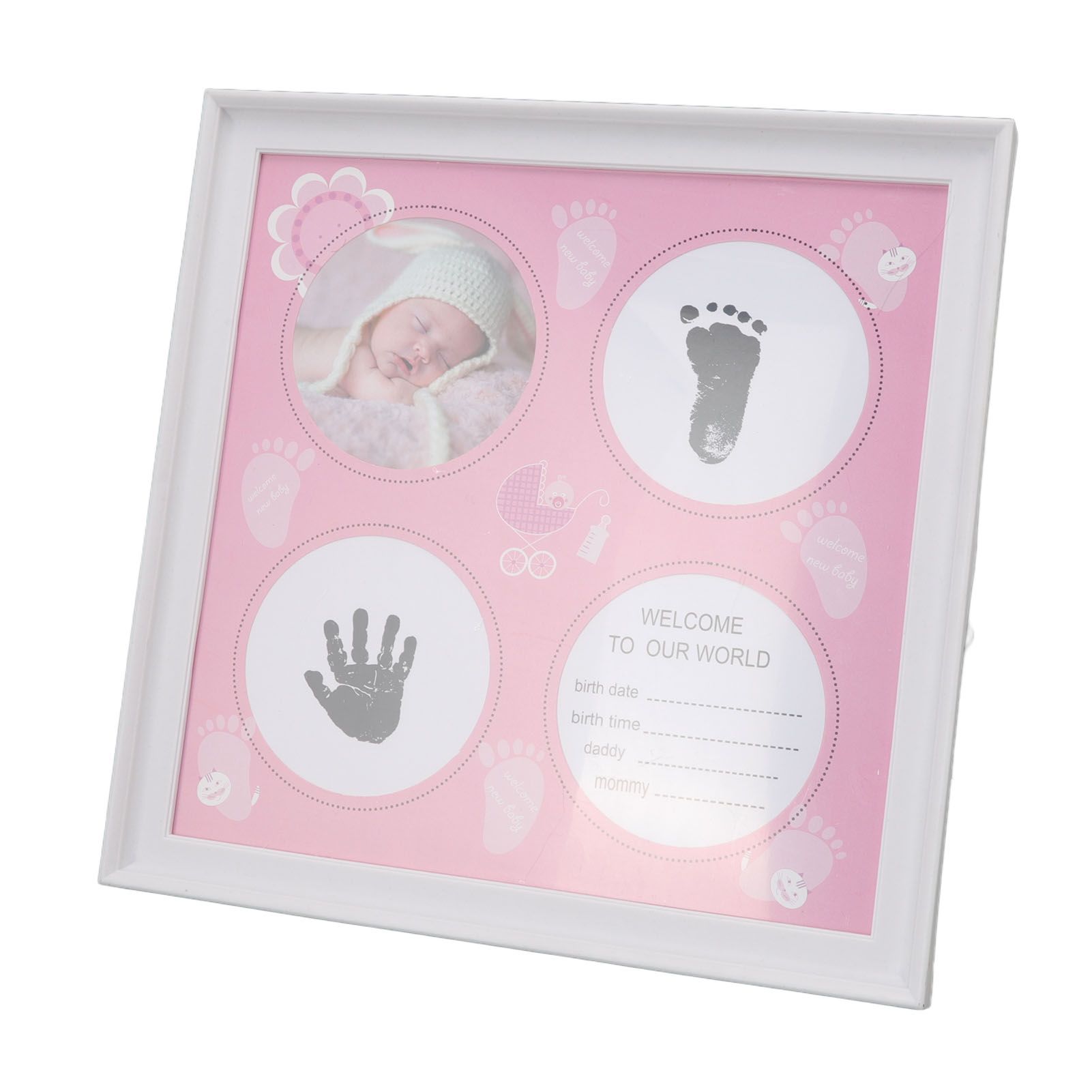 Baby Handprint Footprint Kit for Newborn Boys Girls Wear Resistant Plastic Density Board Baby Print Frame Kit for Display Pink - Image 7