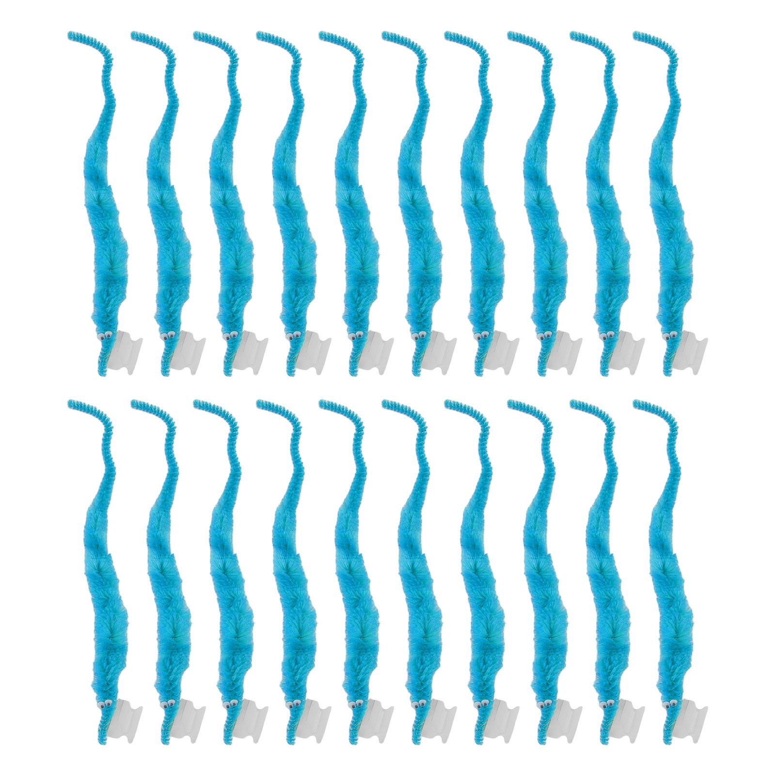 20 Pcs Furry Worm Soft Touch Plush Material Cute Style DIY Compact Portable Fuzzy Worms for Party Light Blue - Image 1