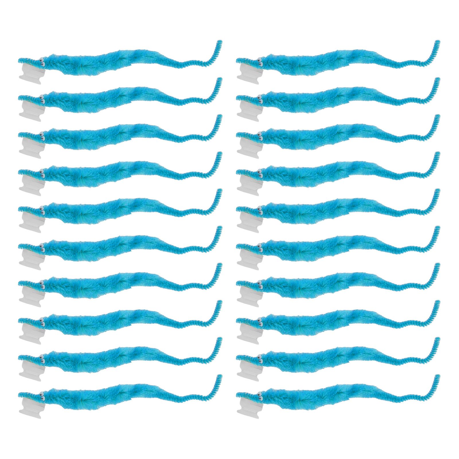 20 Pcs Furry Worm Soft Touch Plush Material Cute Style DIY Compact Portable Fuzzy Worms for Party Light Blue - Image 2
