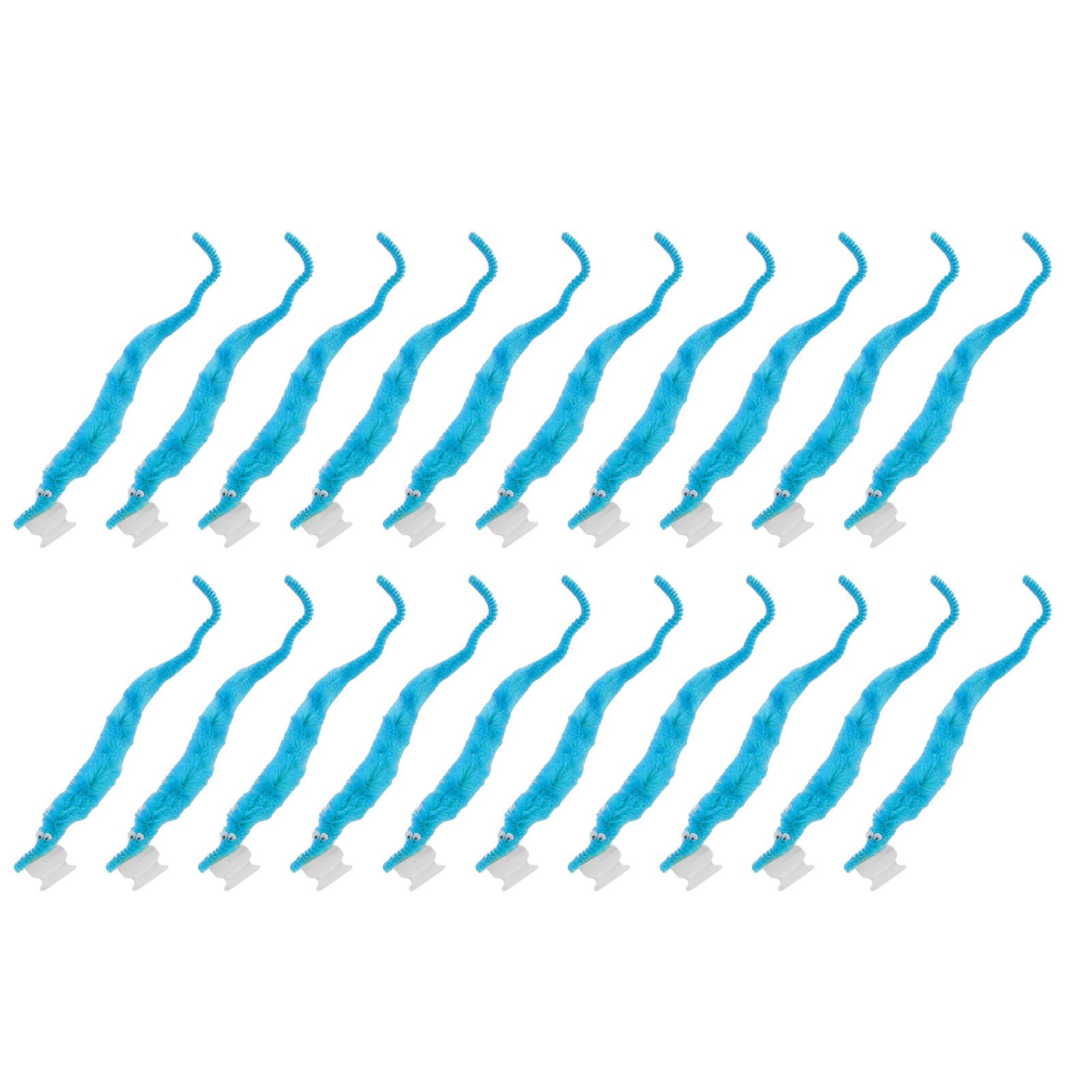 20 Pcs Furry Worm Soft Touch Plush Material Cute Style DIY Compact Portable Fuzzy Worms for Party Light Blue - Image 3